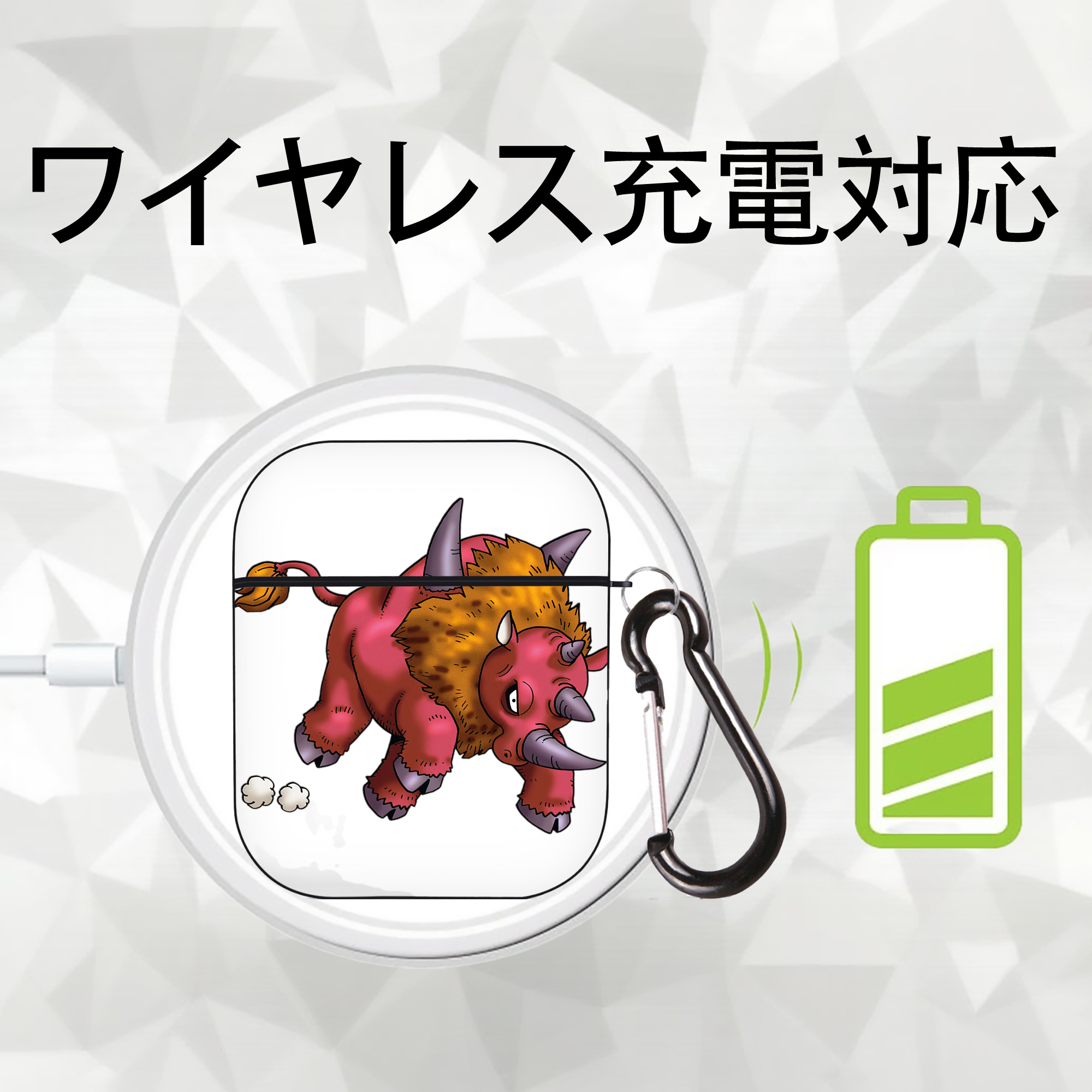 ドラゴンクエスト Doragon Kuesuto Dragon Quest AirPods 第2世代保護ケース ハードシェル ブラック 耐衝撃・防指紋・カラビナ付き