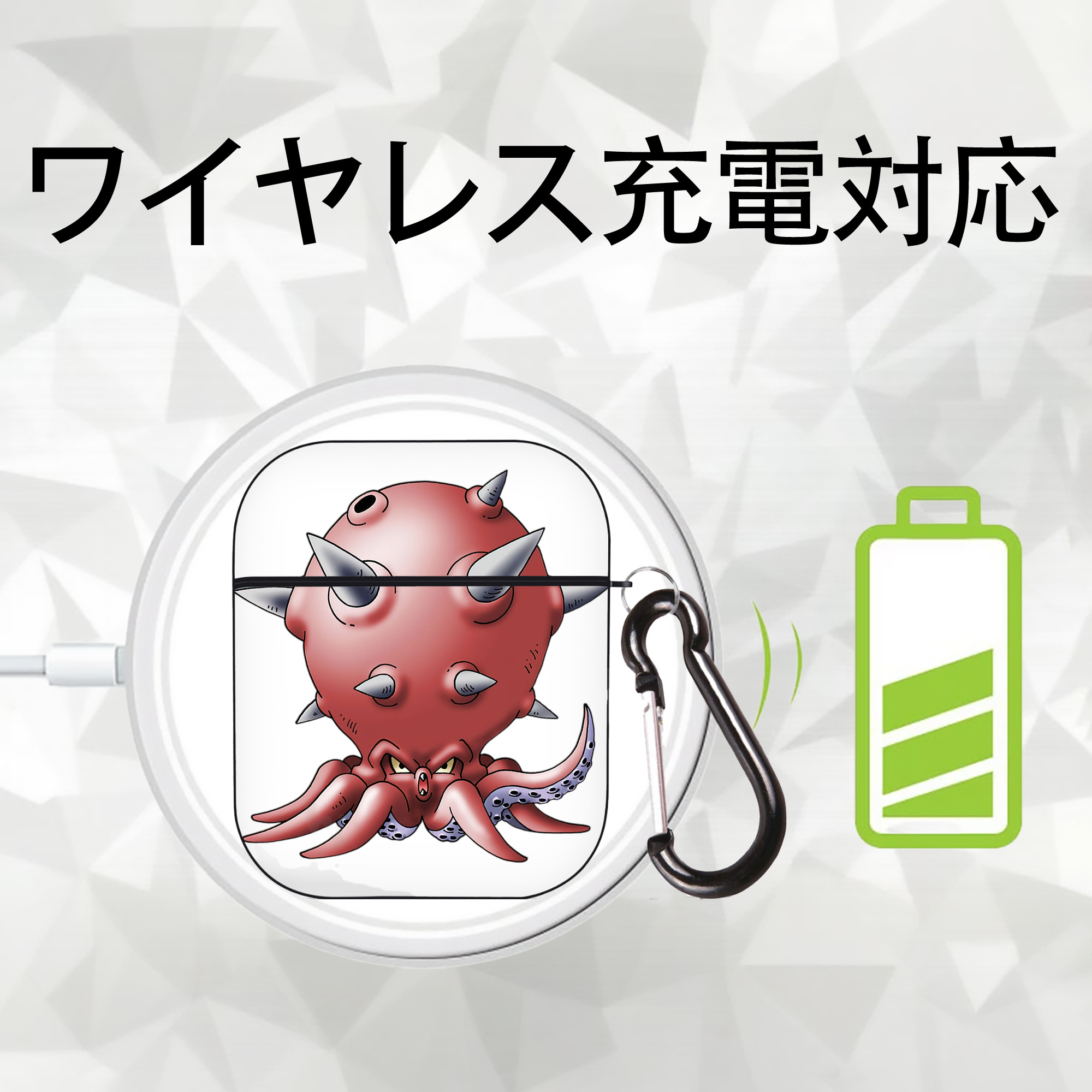 ドラゴンクエスト Doragon Kuesuto Dragon Quest AirPods 第2世代保護ケース ハードシェル ブラック 耐衝撃・防指紋・カラビナ付き