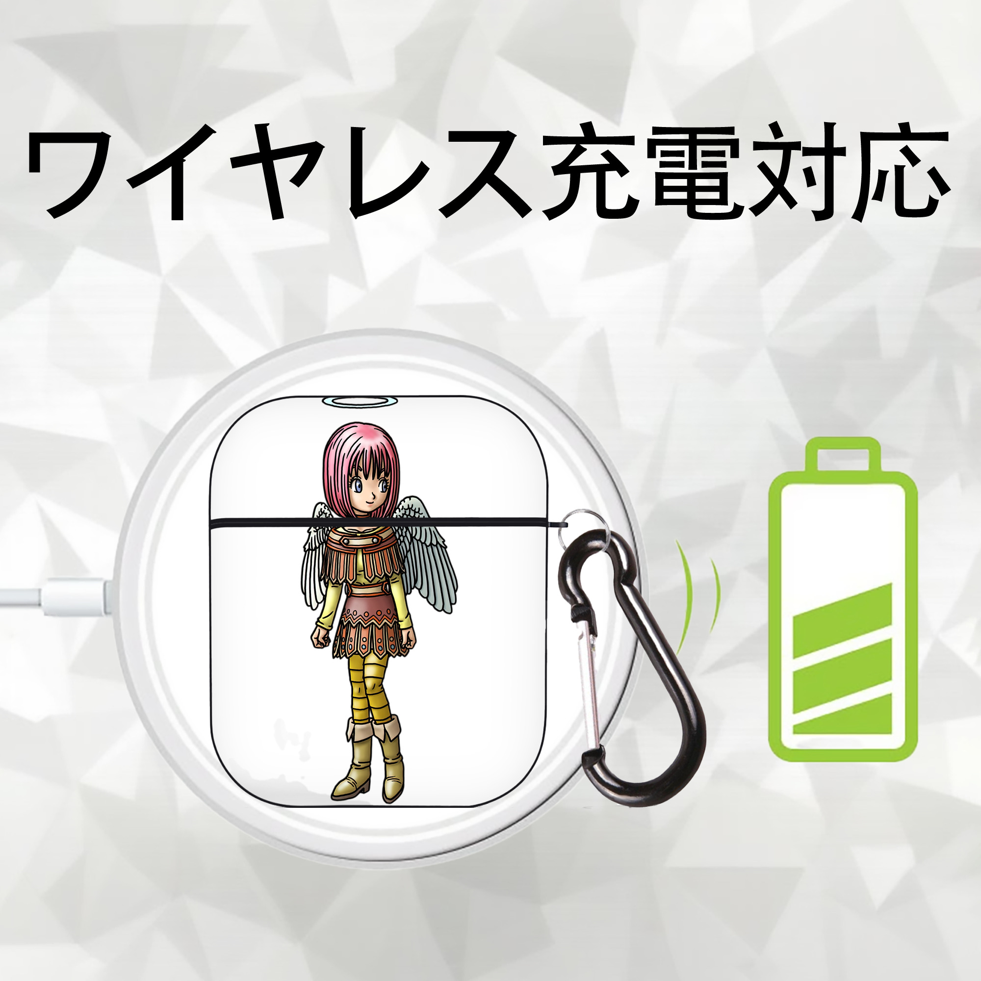 ドラゴンクエスト Doragon Kuesuto Dragon Quest AirPods 第2世代保護ケース ハードシェル ブラック 耐衝撃・防指紋・カラビナ付き