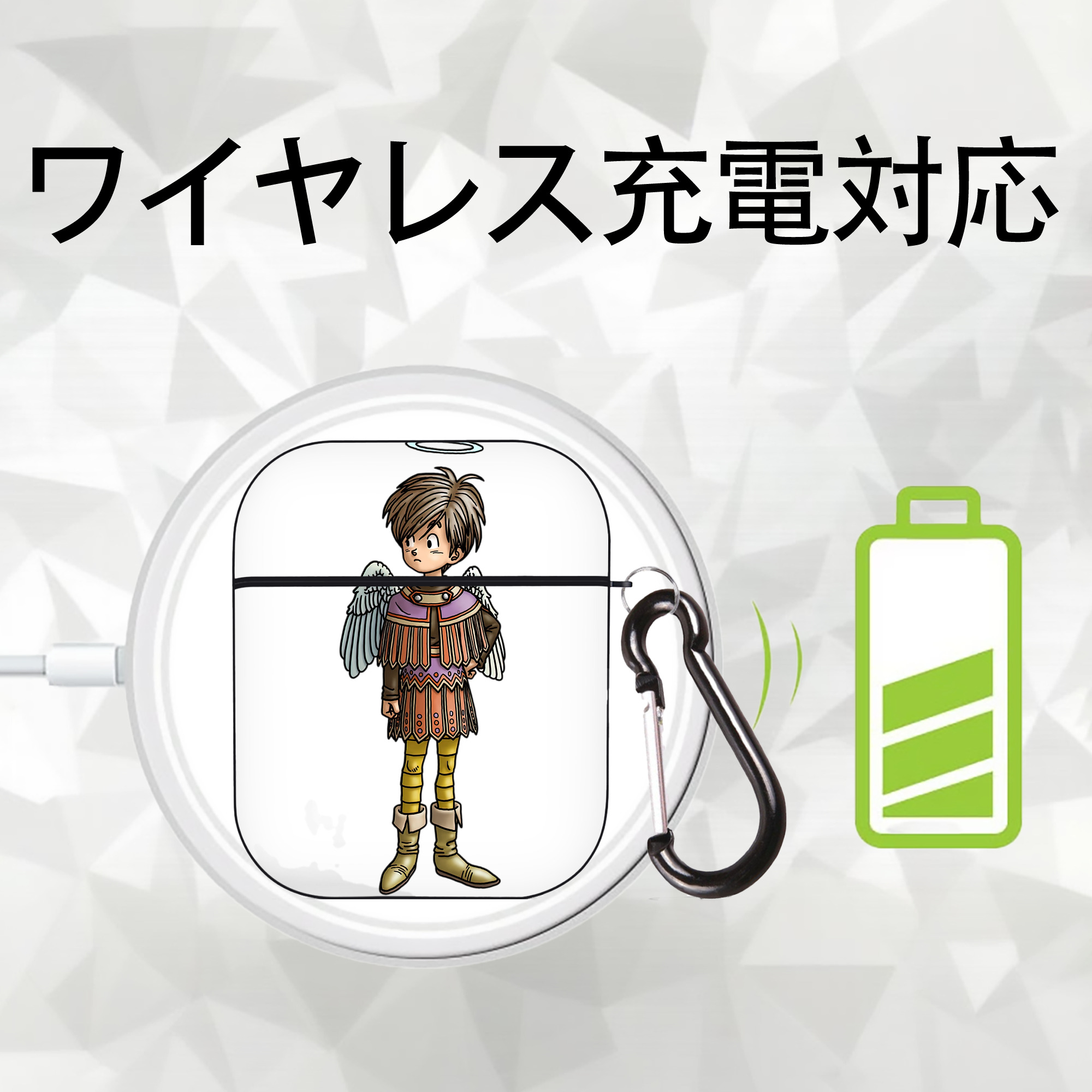 ドラゴンクエスト Doragon Kuesuto Dragon Quest AirPods 第2世代保護ケース ハードシェル ブラック 耐衝撃・防指紋・カラビナ付き