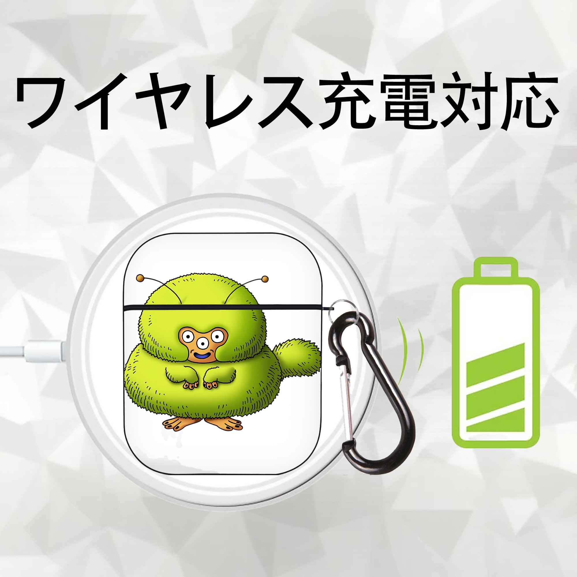 ドラゴンクエスト Doragon Kuesuto Dragon Quest AirPods 第2世代保護ケース ハードシェル ブラック 耐衝撃・防指紋・カラビナ付き