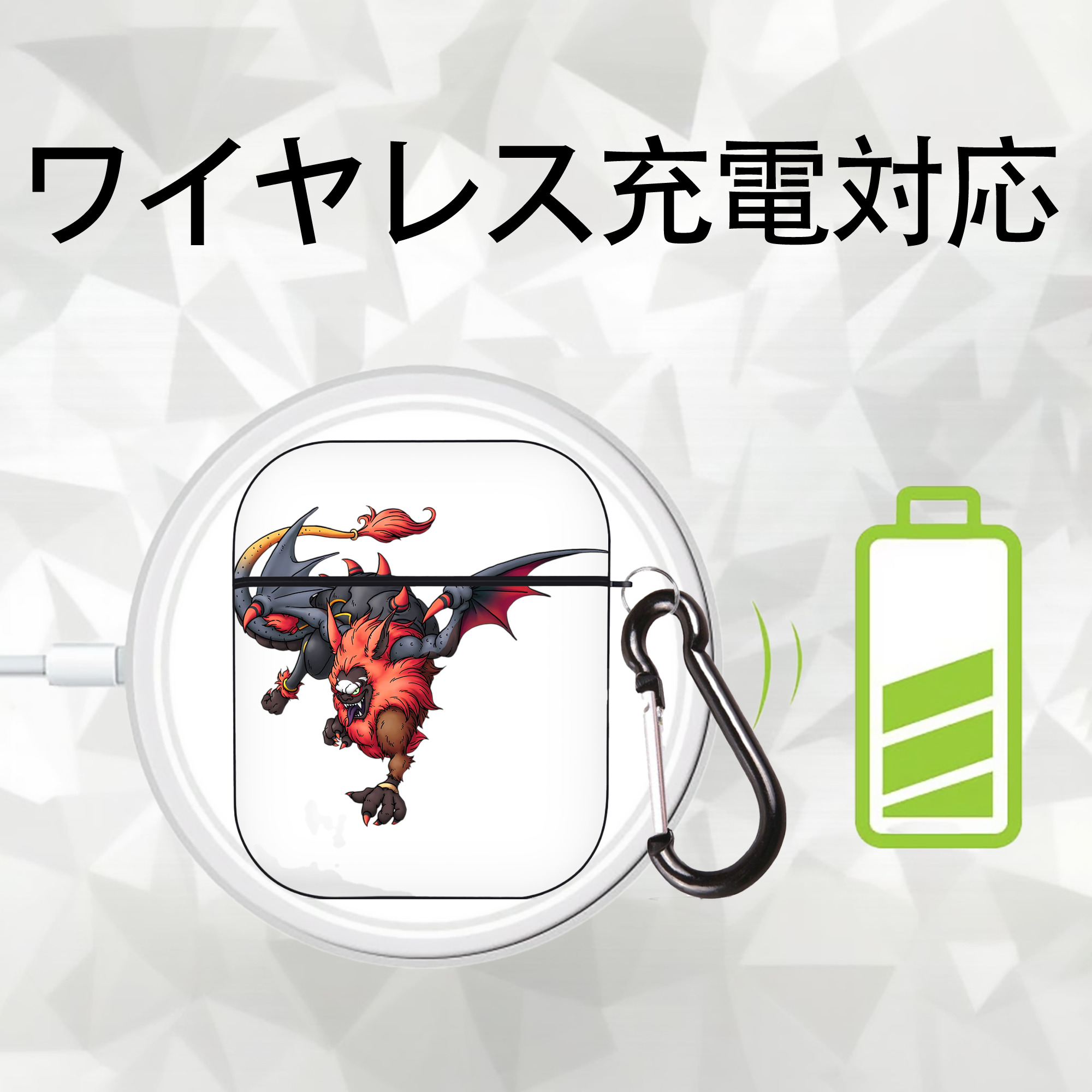 ドラゴンクエスト Doragon Kuesuto Dragon Quest AirPods 第2世代保護ケース ハードシェル ブラック 耐衝撃・防指紋・カラビナ付き