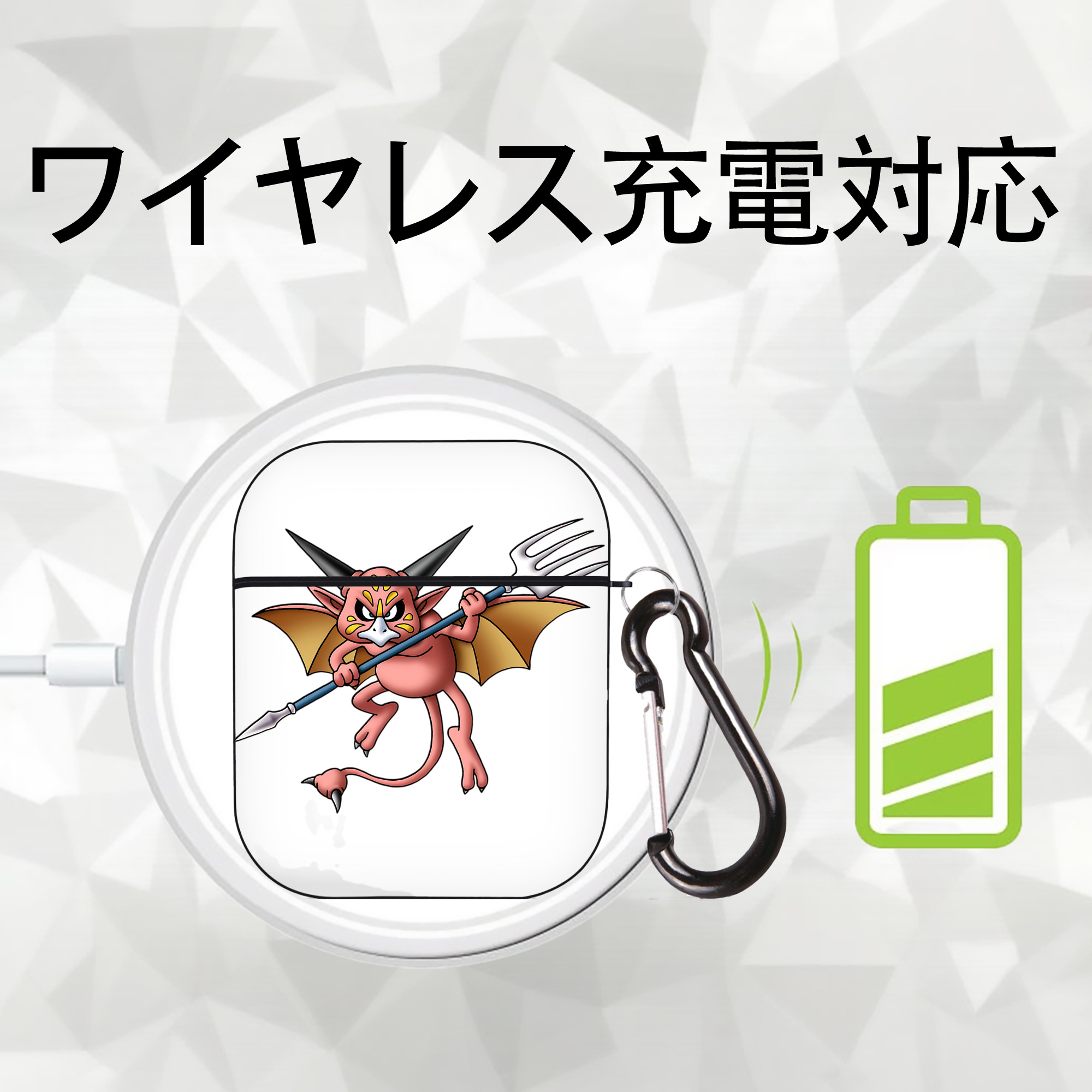 ドラゴンクエスト Doragon Kuesuto Dragon Quest AirPods 第2世代保護ケース ハードシェル ブラック 耐衝撃・防指紋・カラビナ付き