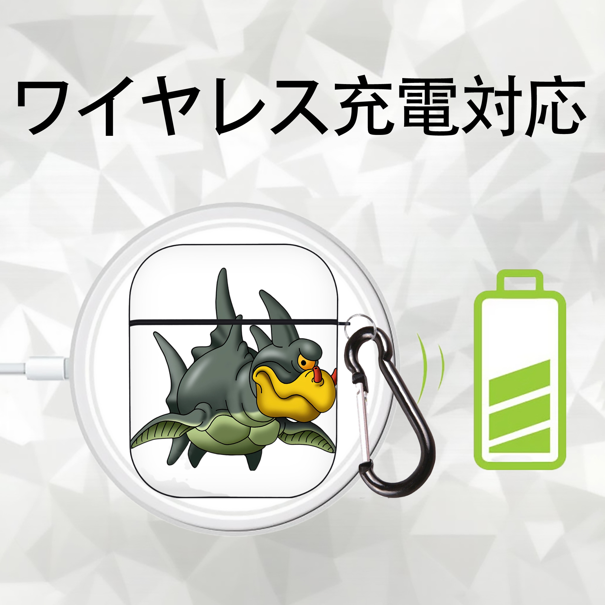 ドラゴンクエスト Doragon Kuesuto Dragon Quest AirPods 第2世代保護ケース ハードシェル ブラック 耐衝撃・防指紋・カラビナ付き