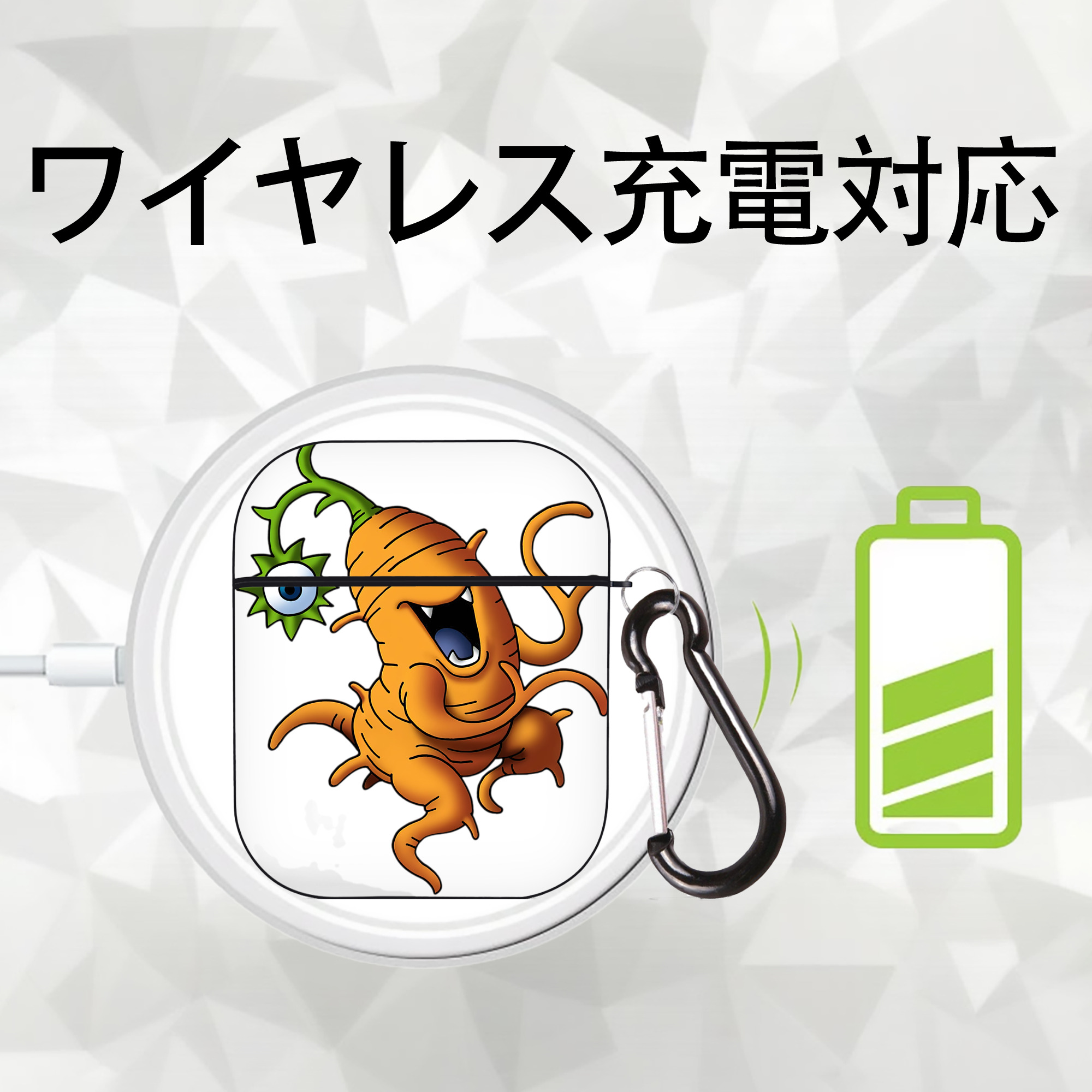 ドラゴンクエスト Doragon Kuesuto Dragon Quest AirPods 第2世代保護ケース ハードシェル ブラック 耐衝撃・防指紋・カラビナ付き