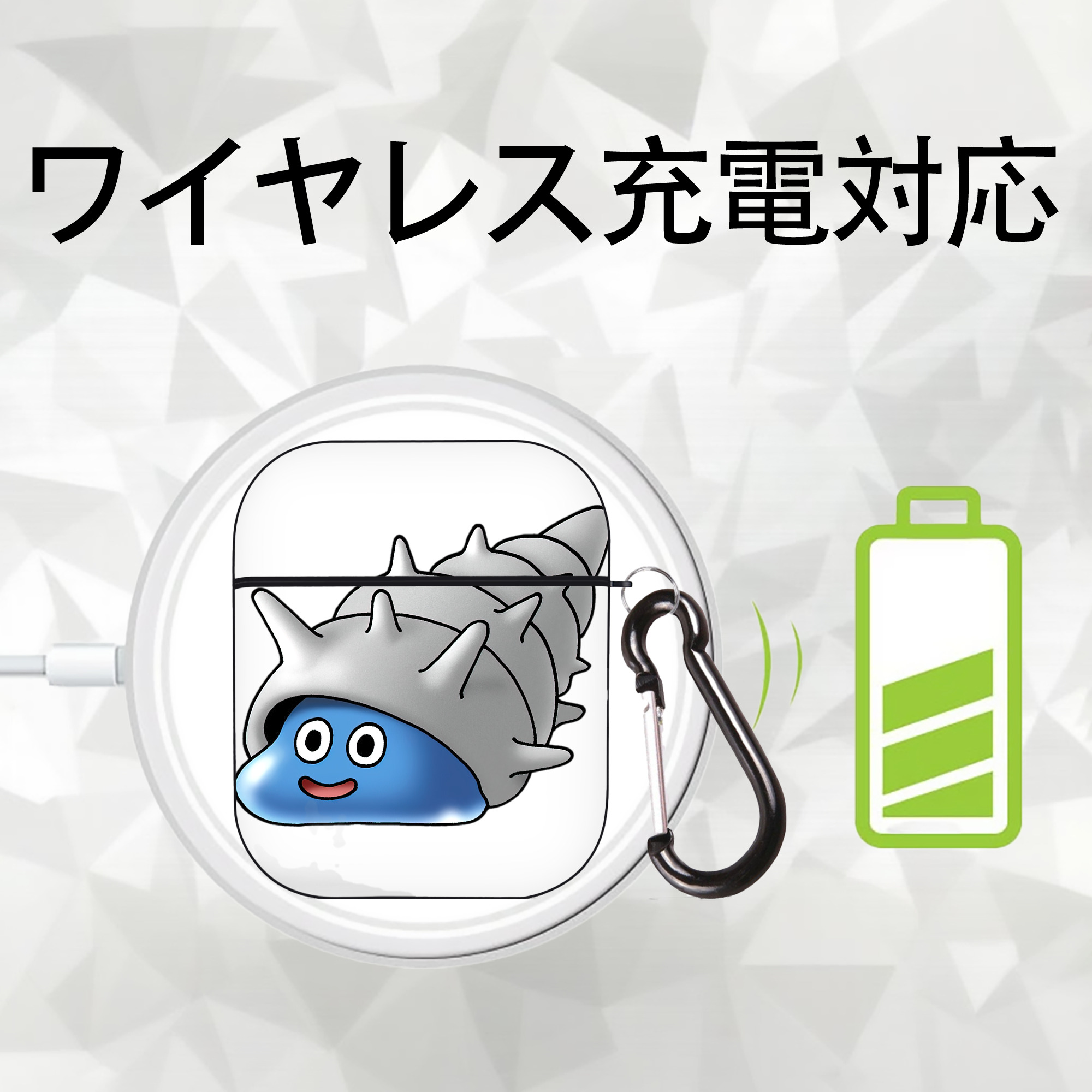 ドラゴンクエスト Doragon Kuesuto Dragon Quest AirPods 第2世代保護ケース ハードシェル ブラック 耐衝撃・防指紋・カラビナ付き
