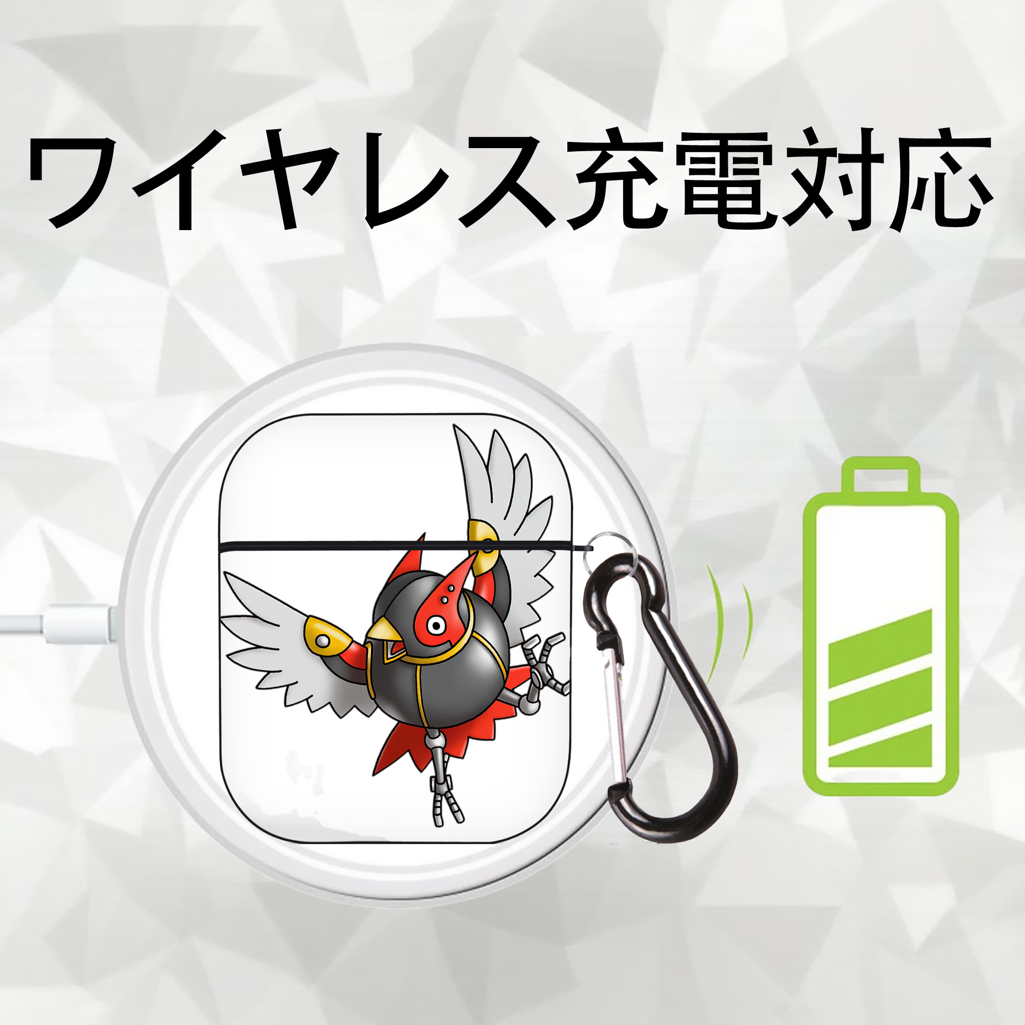 ドラゴンクエスト Doragon Kuesuto Dragon Quest AirPods 第2世代保護ケース ハードシェル ブラック 耐衝撃・防指紋・カラビナ付き