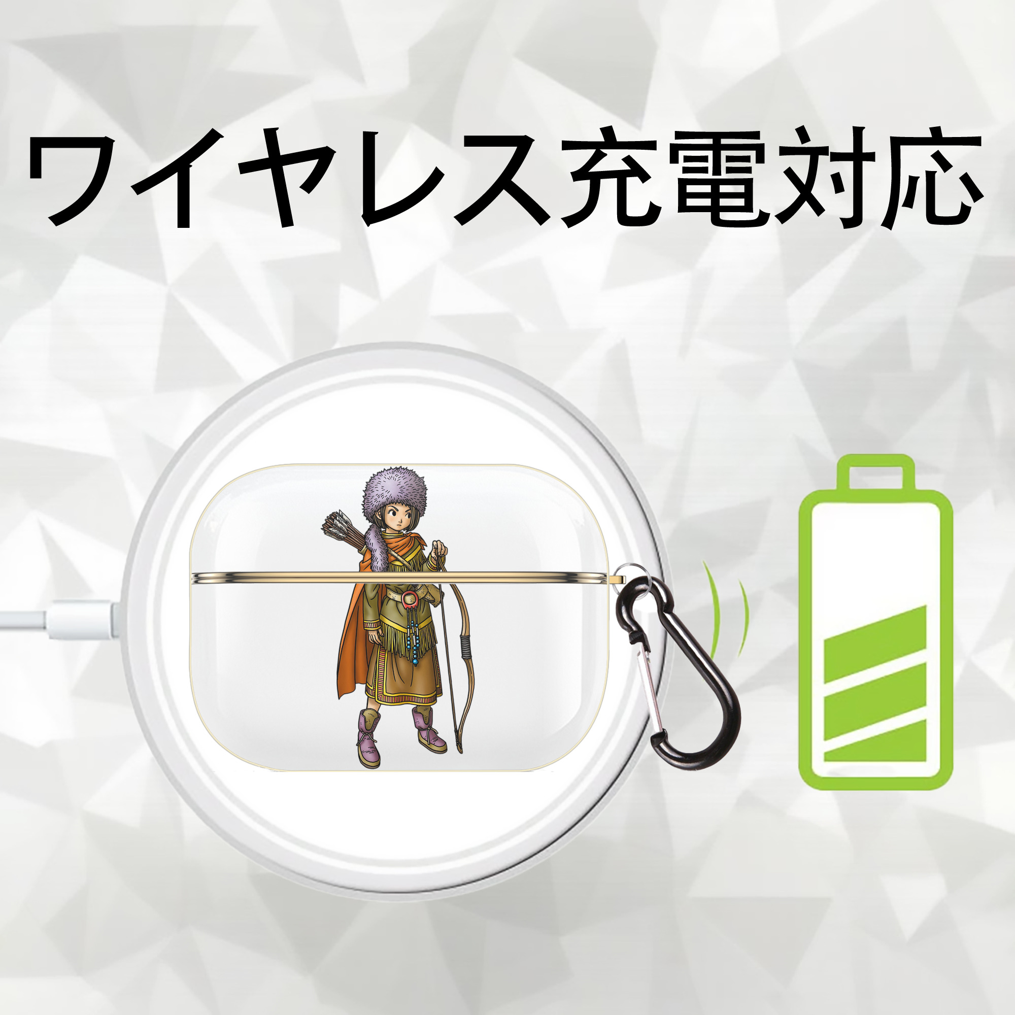 ドラゴンクエスト Doragon Kuesuto Dragon Quest 【AirPods Pro用】ハードシェル保護ケース｜耐衝撃・防指紋・カラビナ付き商品仕様
