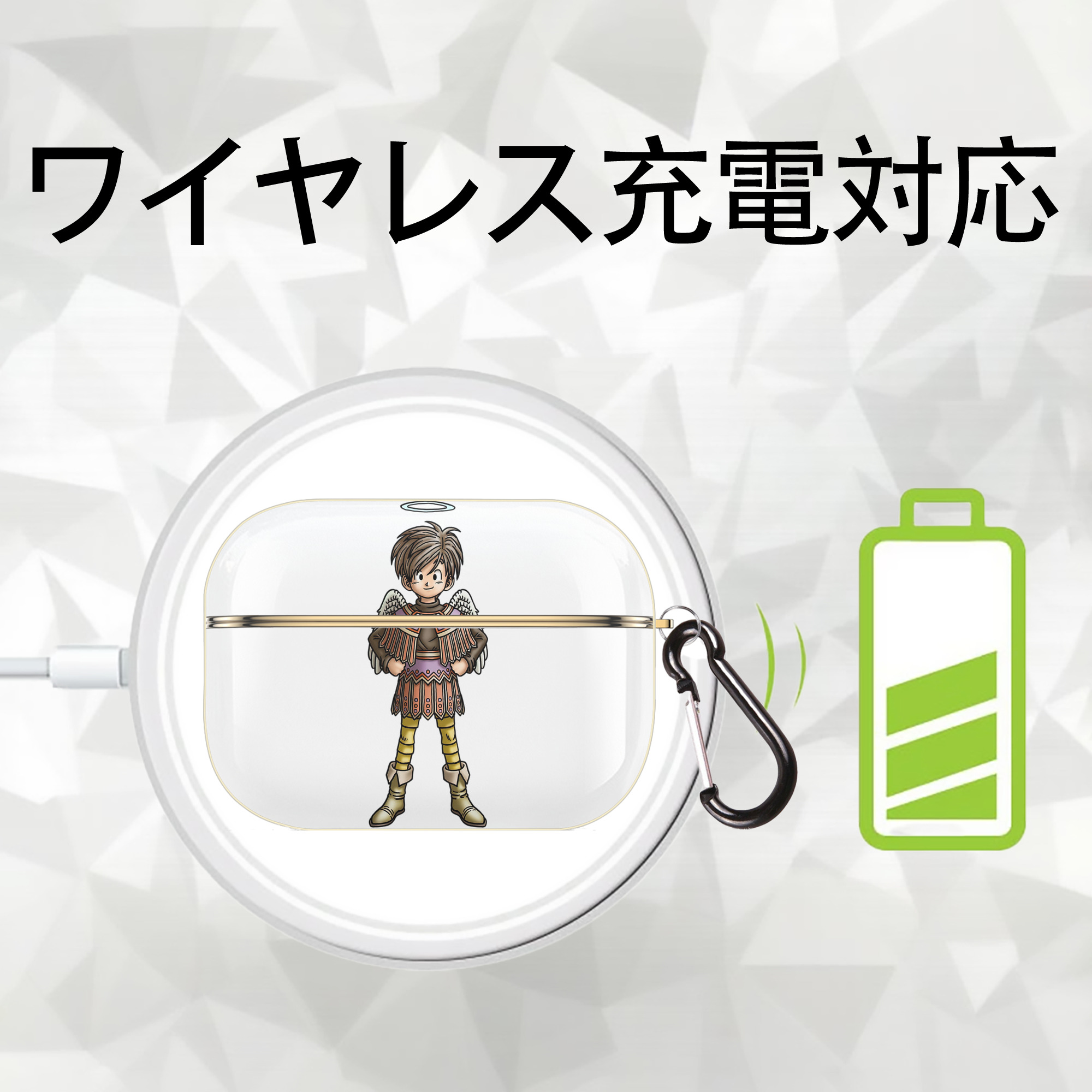ドラゴンクエスト Doragon Kuesuto Dragon Quest 【AirPods Pro用】ハードシェル保護ケース｜耐衝撃・防指紋・カラビナ付き商品仕様
