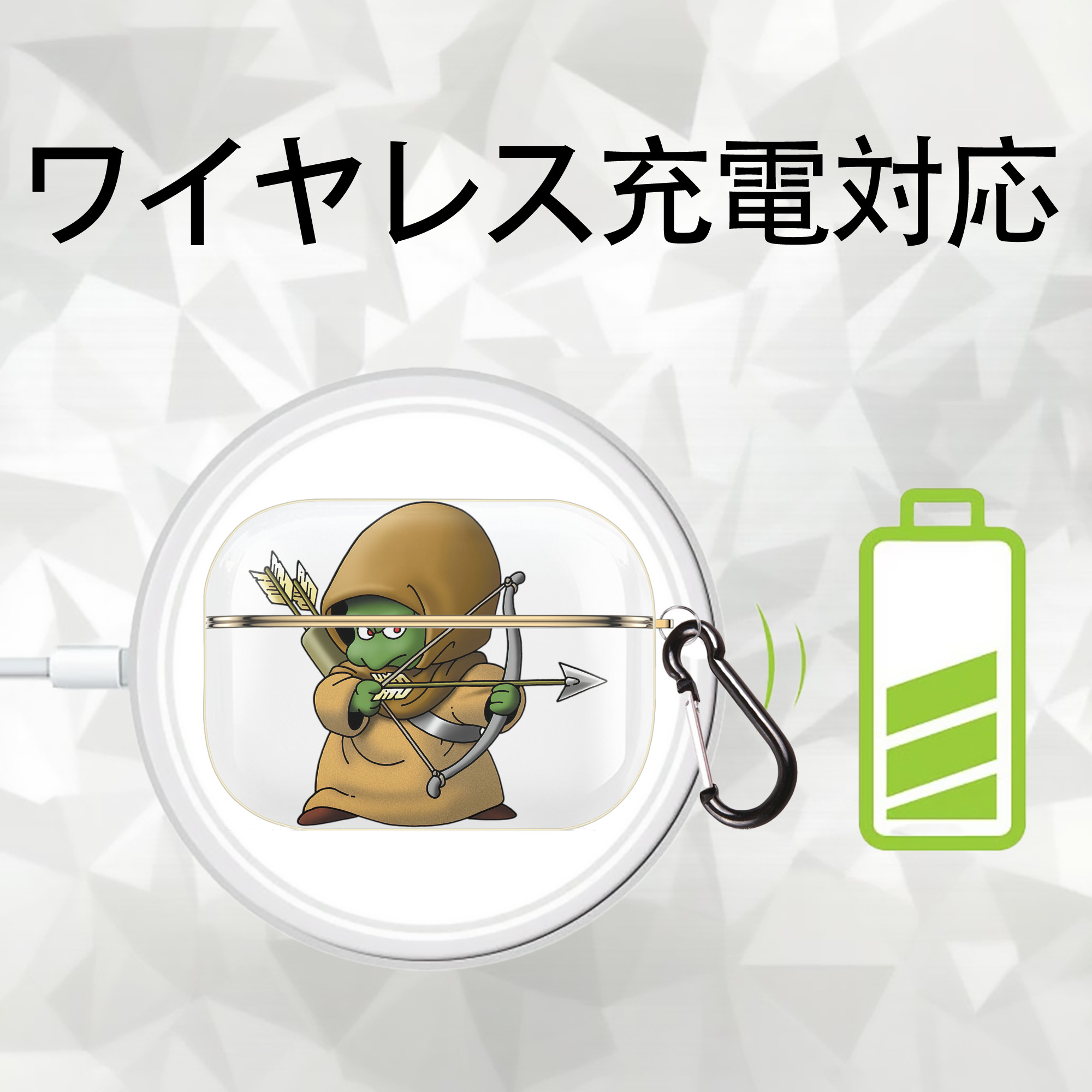 ドラゴンクエスト Doragon Kuesuto Dragon Quest 【AirPods Pro用】ハードシェル保護ケース｜耐衝撃・防指紋・カラビナ付き商品仕様