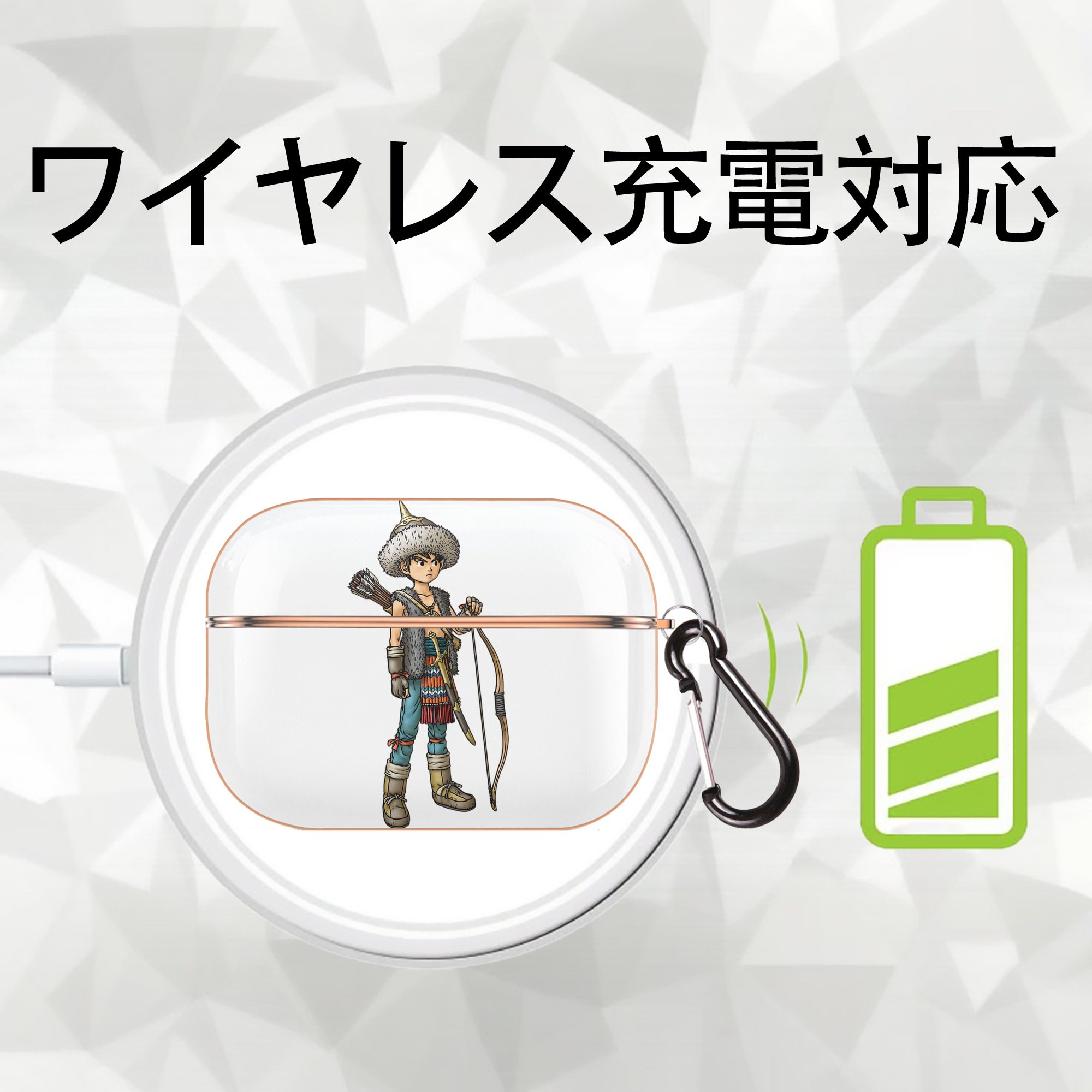 ドラゴンクエスト Doragon Kuesuto Dragon Quest 【AirPods Pro用】ハードシェル保護ケース｜耐衝撃・防指紋・カラビナ付き商品仕様
