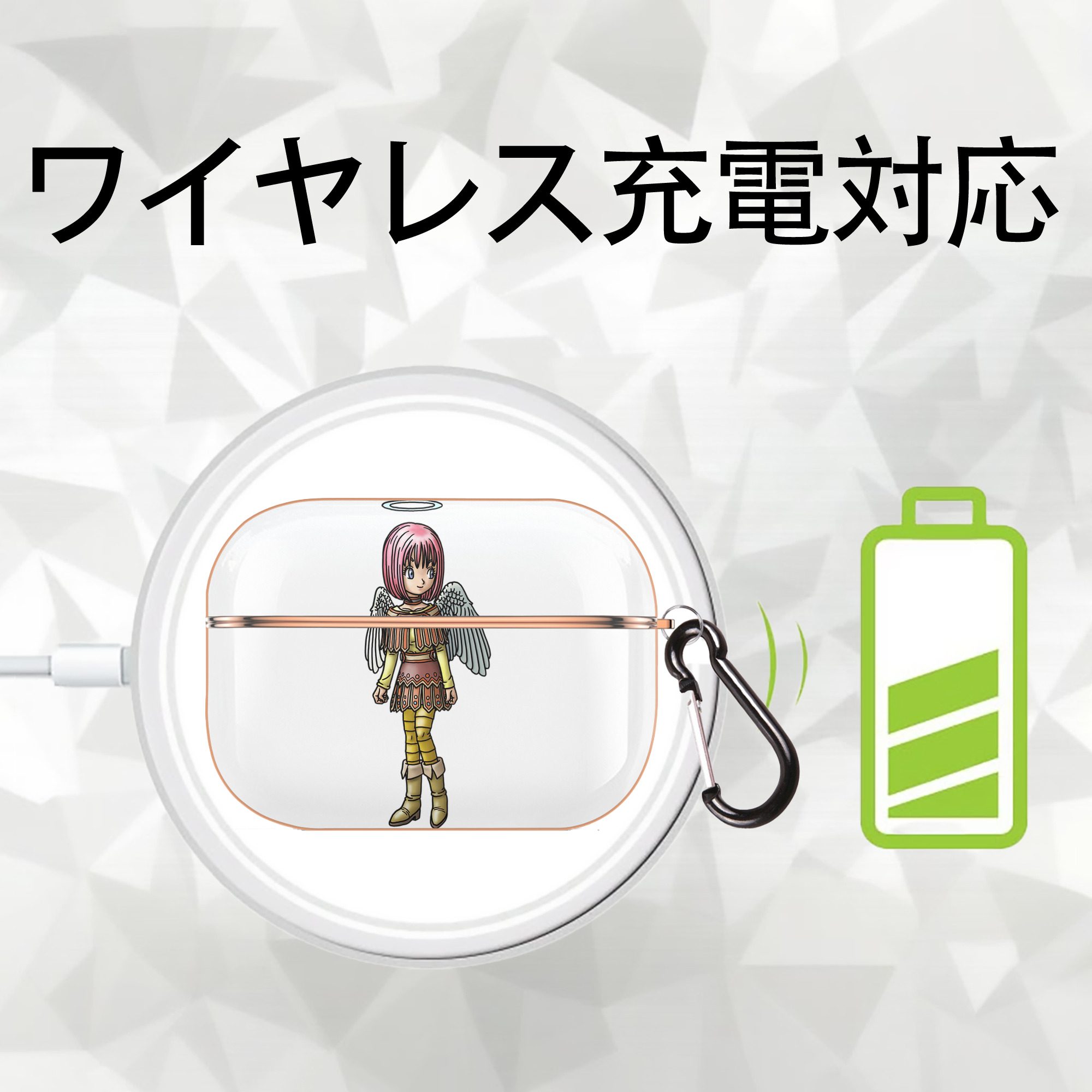 ドラゴンクエスト Doragon Kuesuto Dragon Quest 【AirPods Pro用】ハードシェル保護ケース｜耐衝撃・防指紋・カラビナ付き商品仕様