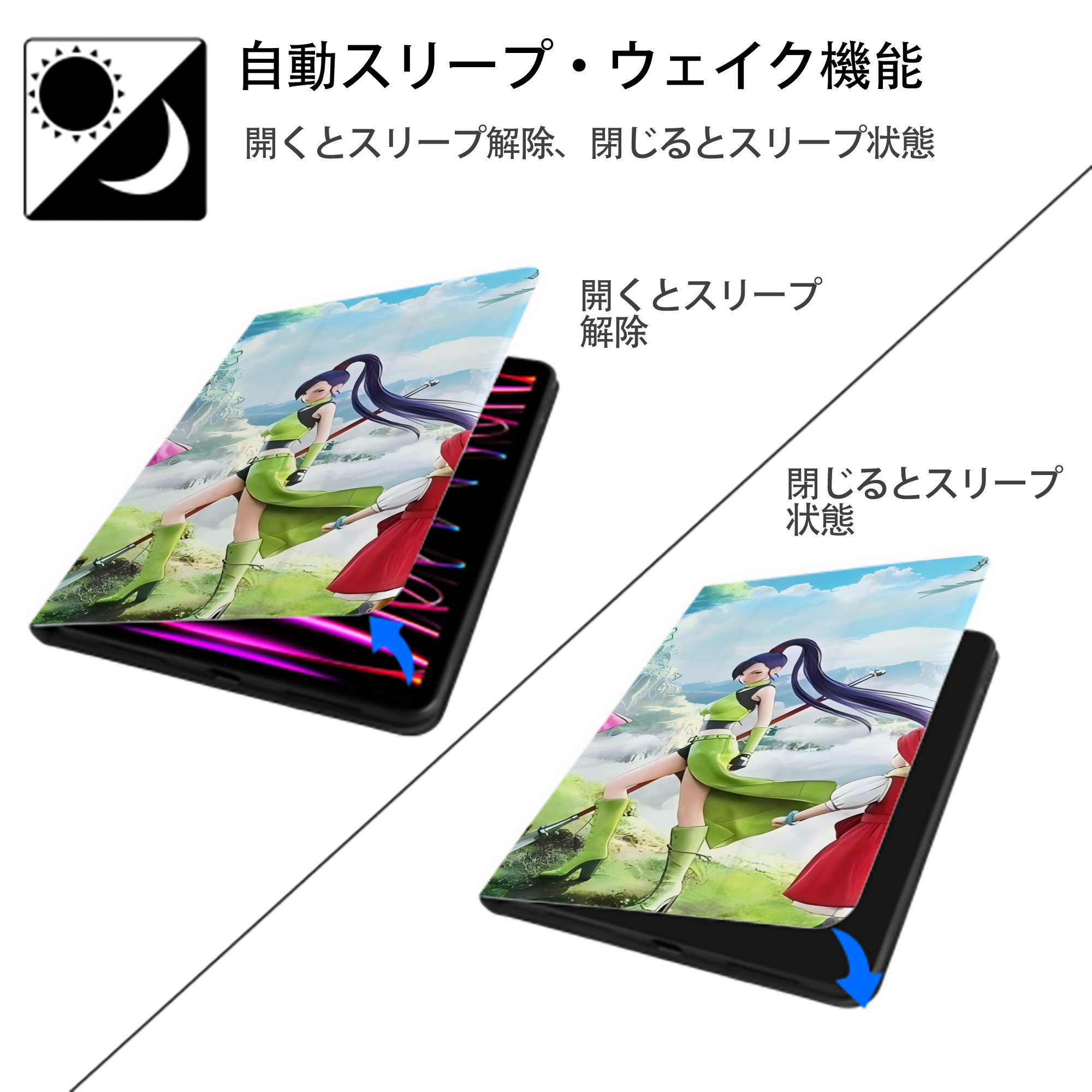 ドラゴンクエスト Doragon Kuesuto Dragon Quest IPad ケース ブック型 PUレザー TPU 耐衝撃 軽量 薄型 ペン収納なし 全面保護 IPad 各モデル対応