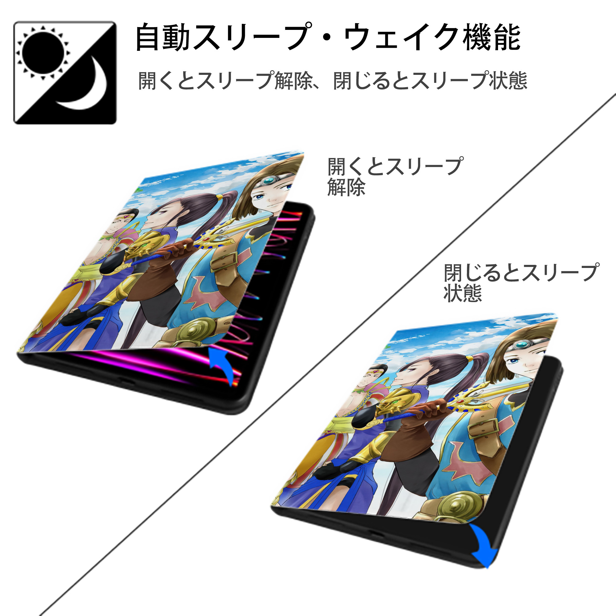 ドラゴンクエスト Doragon Kuesuto Dragon Quest IPad ケース ブック型 PUレザー TPU 耐衝撃 軽量 薄型 ペン収納なし 全面保護 IPad 各モデル対応
