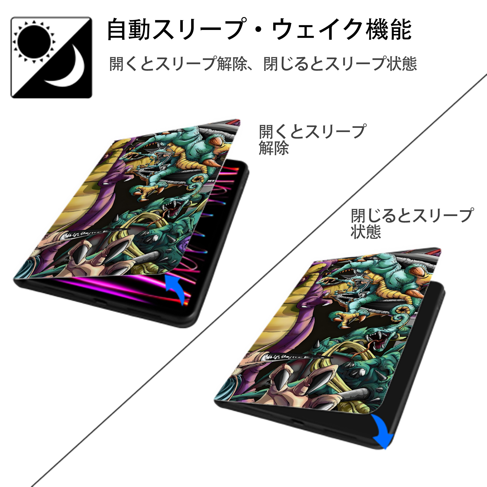 ドラゴンクエスト Doragon Kuesuto Dragon Quest IPad ケース ブック型 PUレザー TPU 耐衝撃 軽量 薄型 ペン収納なし 全面保護 IPad 各モデル対応
