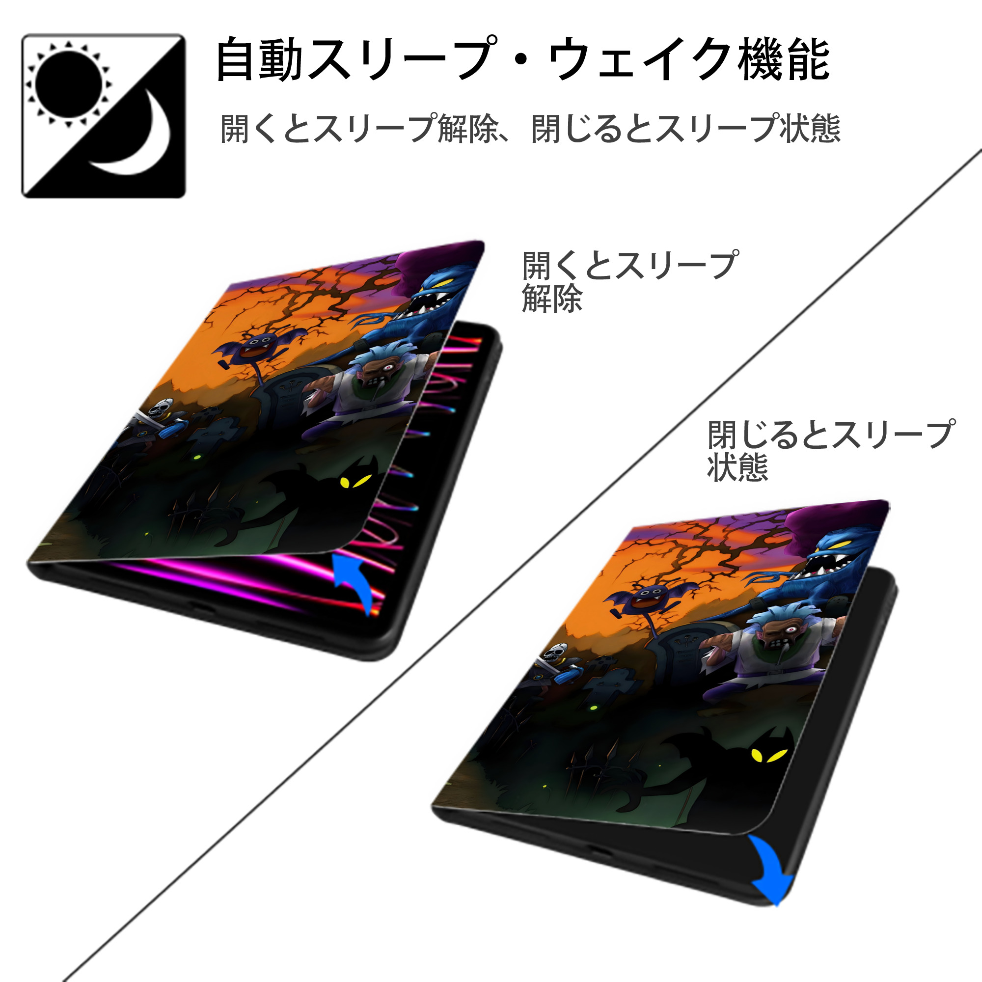 ドラゴンクエスト Doragon Kuesuto Dragon Quest IPad ケース ブック型 PUレザー TPU 耐衝撃 軽量 薄型 ペン収納なし 全面保護 IPad 各モデル対応