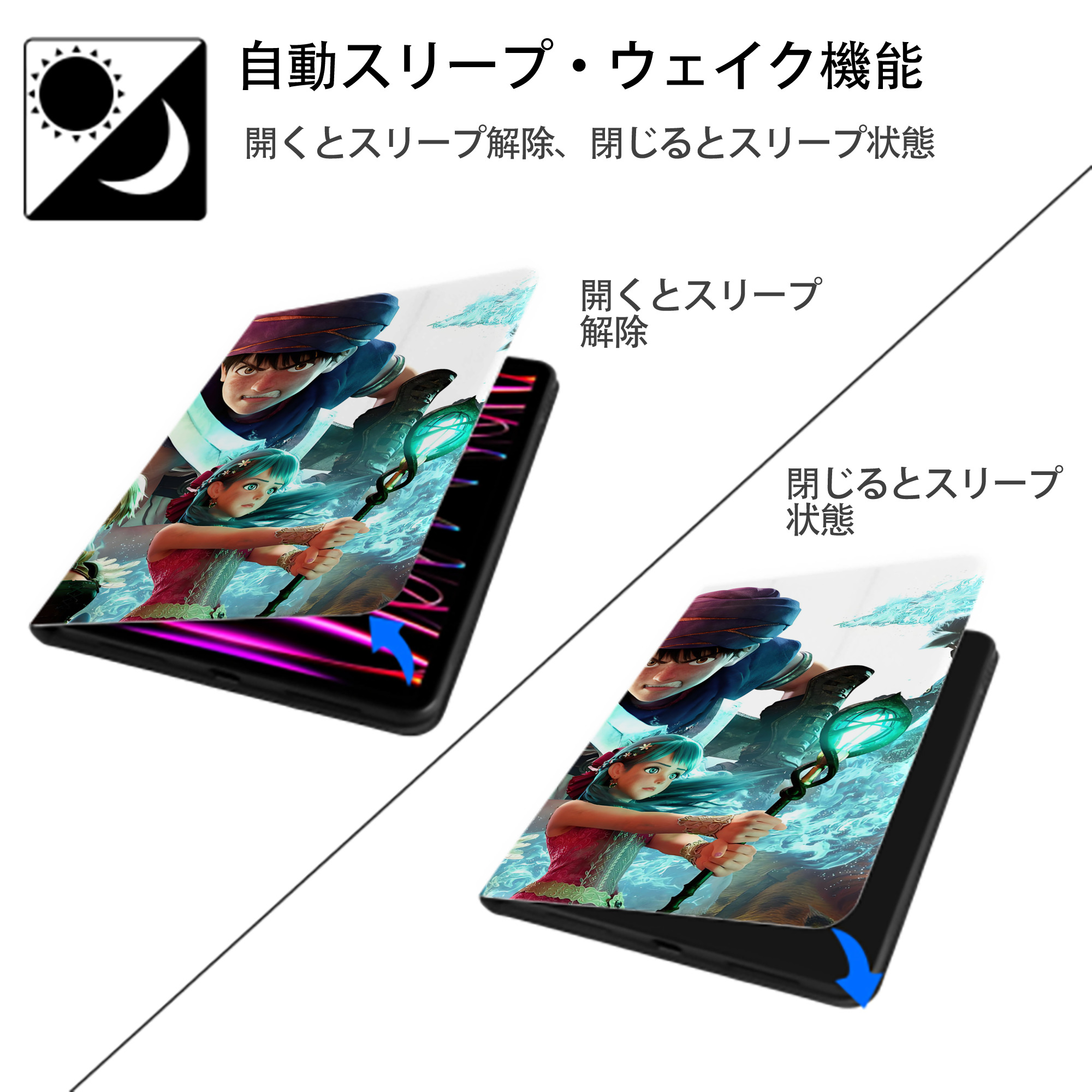ドラゴンクエスト Doragon Kuesuto Dragon Quest IPadケース ペンホルダー付き ブックスタイルデザイン