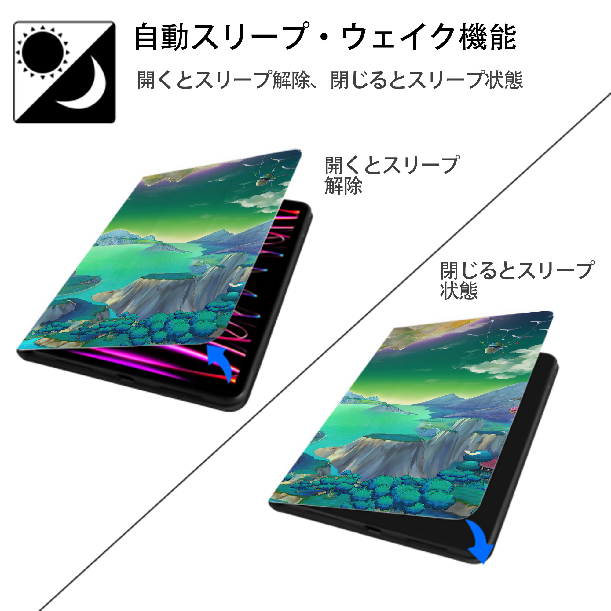 ドラゴンクエスト Doragon Kuesuto Dragon Quest IPadケース ペンホルダー付き ブックスタイルデザイン