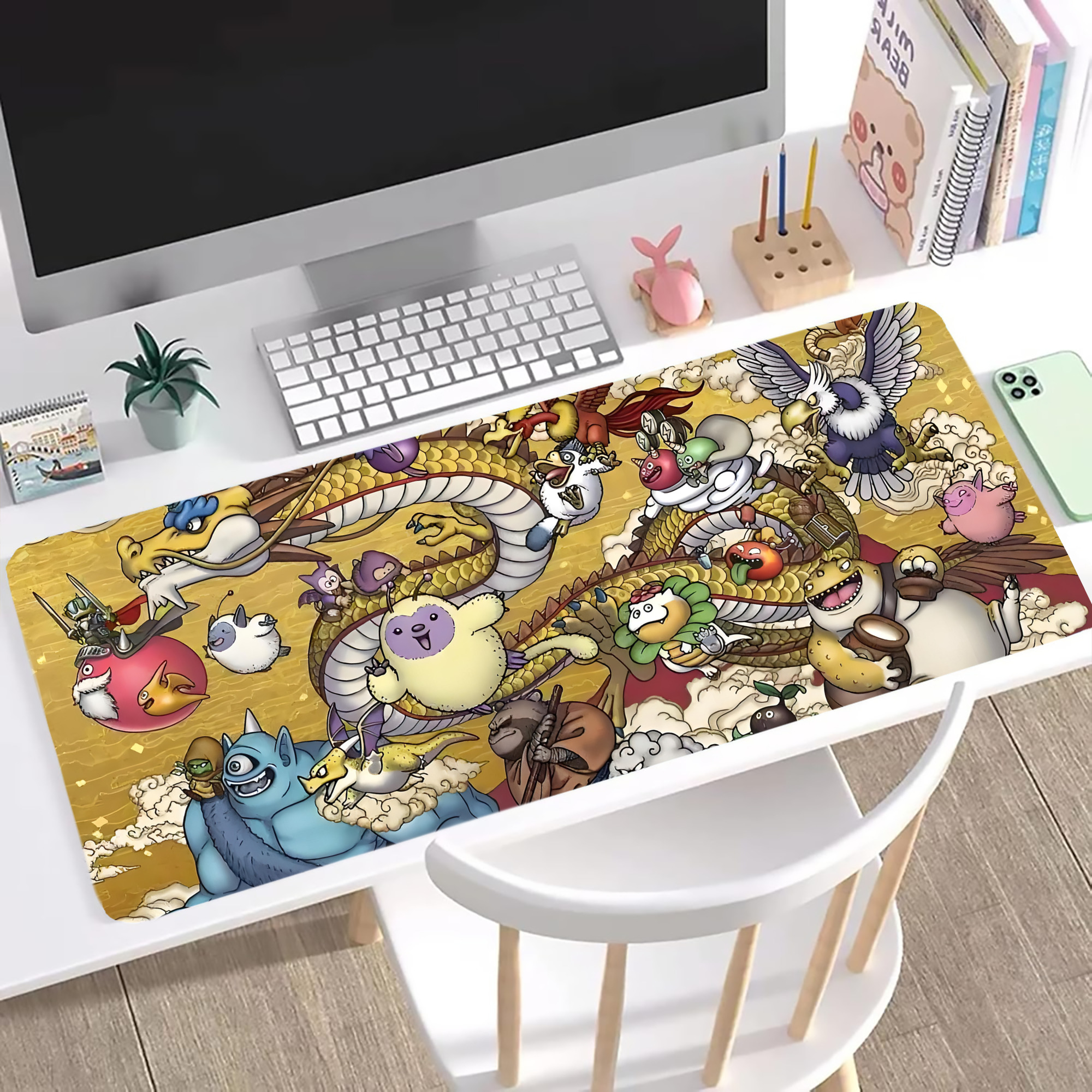 （画像用） ドラゴンクエスト Doragon Kuesuto Dragon Quest ステッチ加工 大判デスクマット／滑り止めマウスパッド