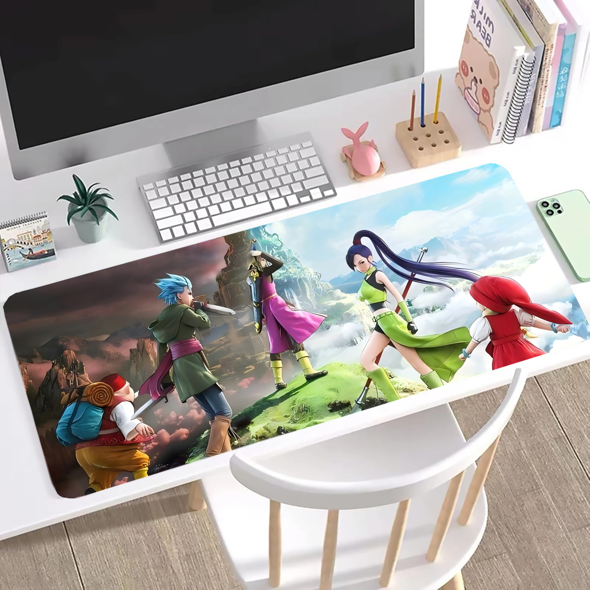 （画像用） ドラゴンクエスト Doragon Kuesuto Dragon Quest ステッチ加工 大判デスクマット／滑り止めマウスパッド