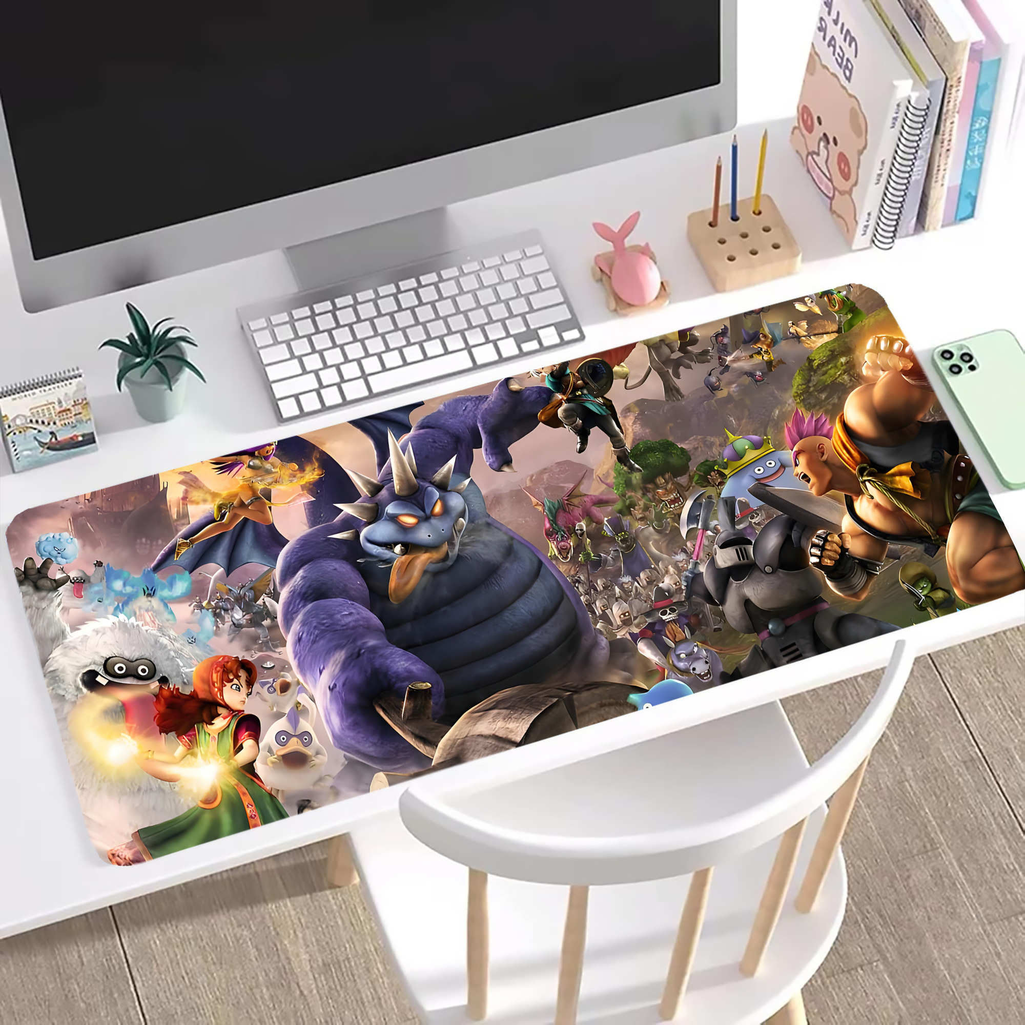 （画像用） ドラゴンクエスト Doragon Kuesuto Dragon Quest ステッチ加工 大判デスクマット／滑り止めマウスパッド