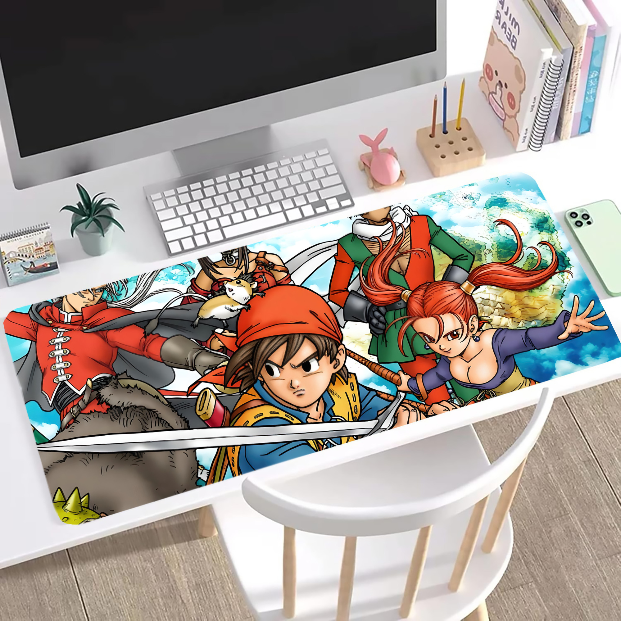 （画像用） ドラゴンクエスト Doragon Kuesuto Dragon Quest ステッチ加工 大判デスクマット／滑り止めマウスパッド