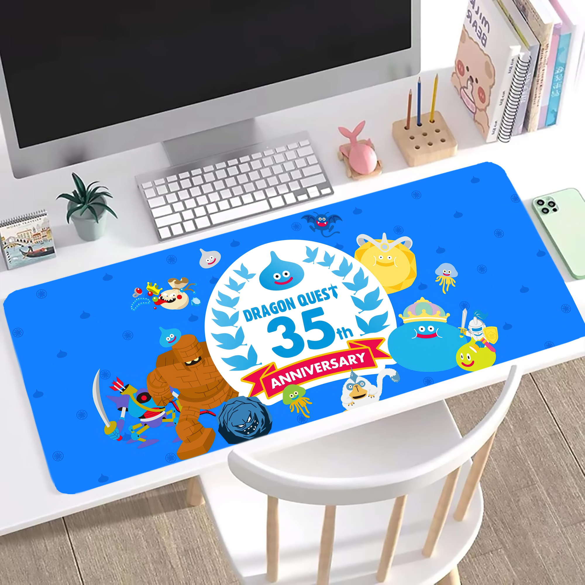 （画像用） ドラゴンクエスト Doragon Kuesuto Dragon Quest ステッチ加工 大判デスクマット／滑り止めマウスパッド