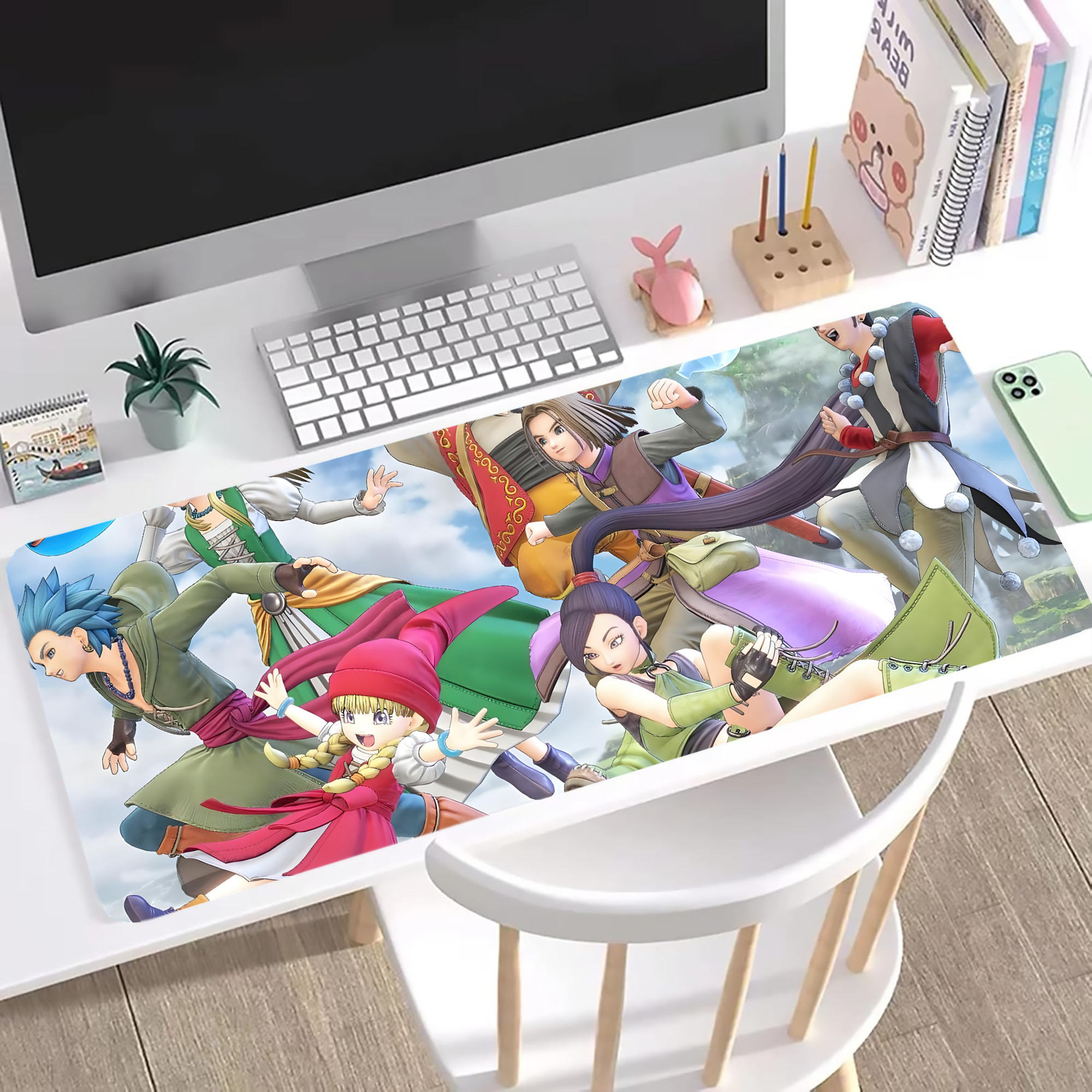 （画像用） ドラゴンクエスト Doragon Kuesuto Dragon Quest ステッチ加工 大判デスクマット／滑り止めマウスパッド