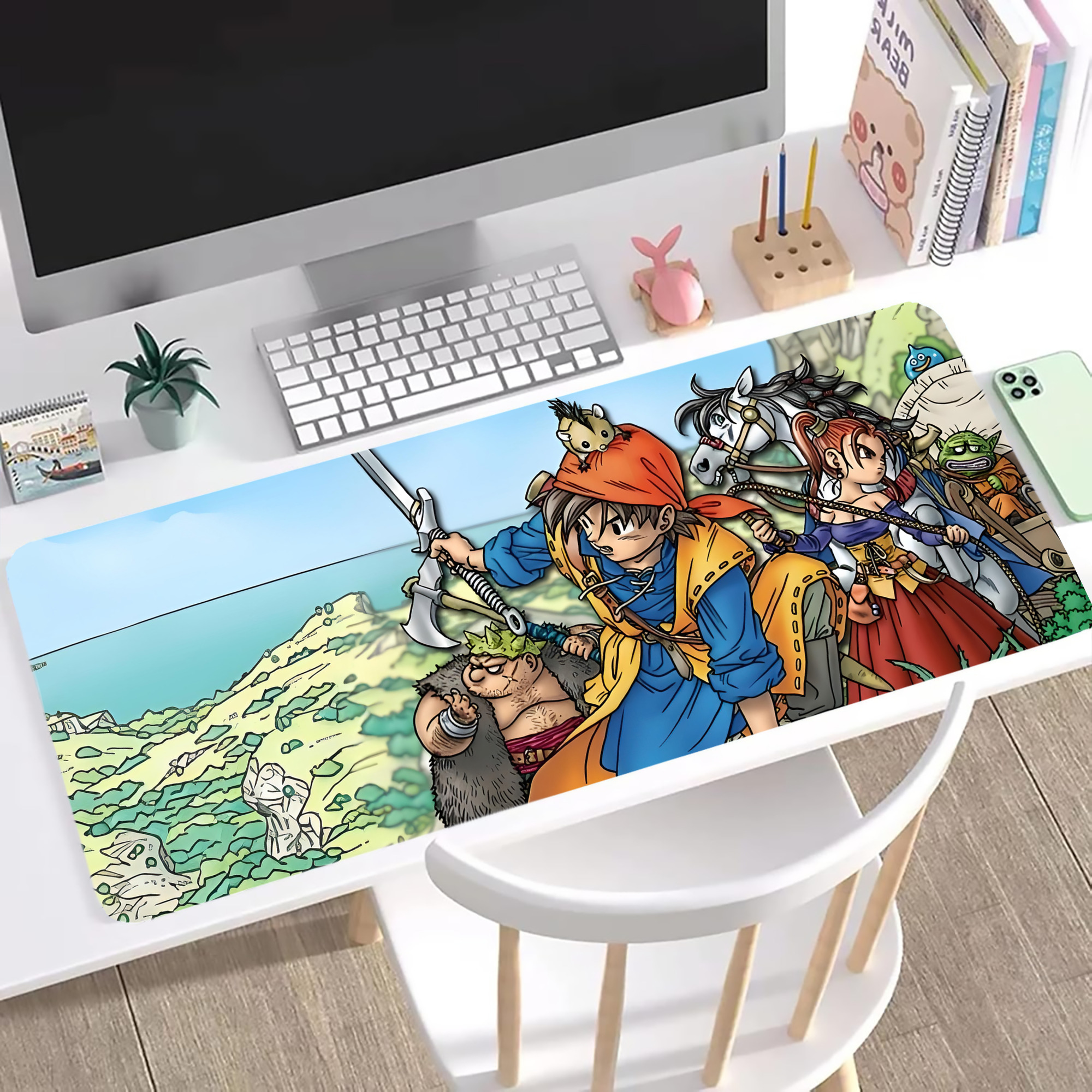 （画像用） ドラゴンクエスト Doragon Kuesuto Dragon Quest ステッチ加工 大判デスクマット／滑り止めマウスパッド