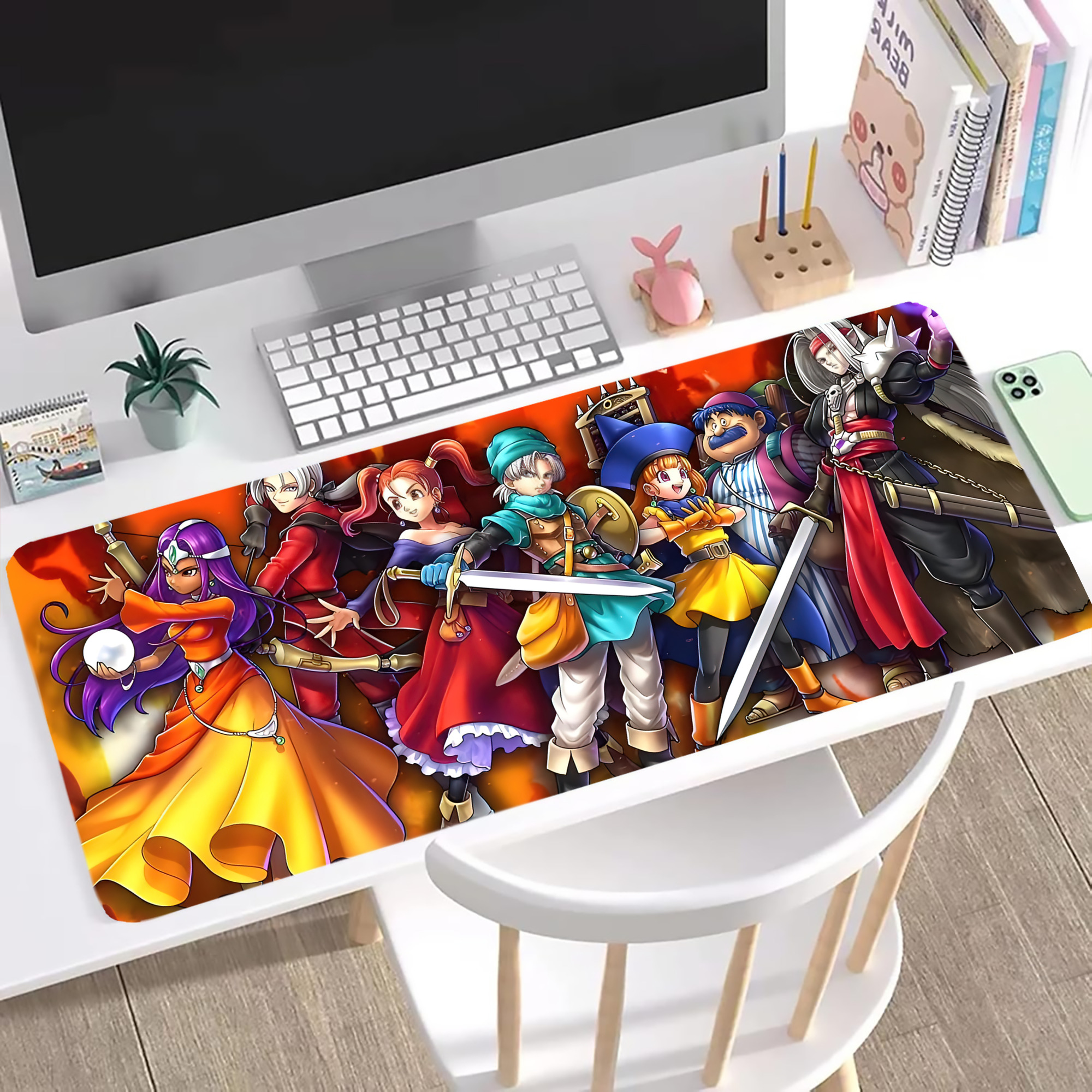 （画像用） ドラゴンクエスト Doragon Kuesuto Dragon Quest ステッチ加工 大判デスクマット／滑り止めマウスパッド