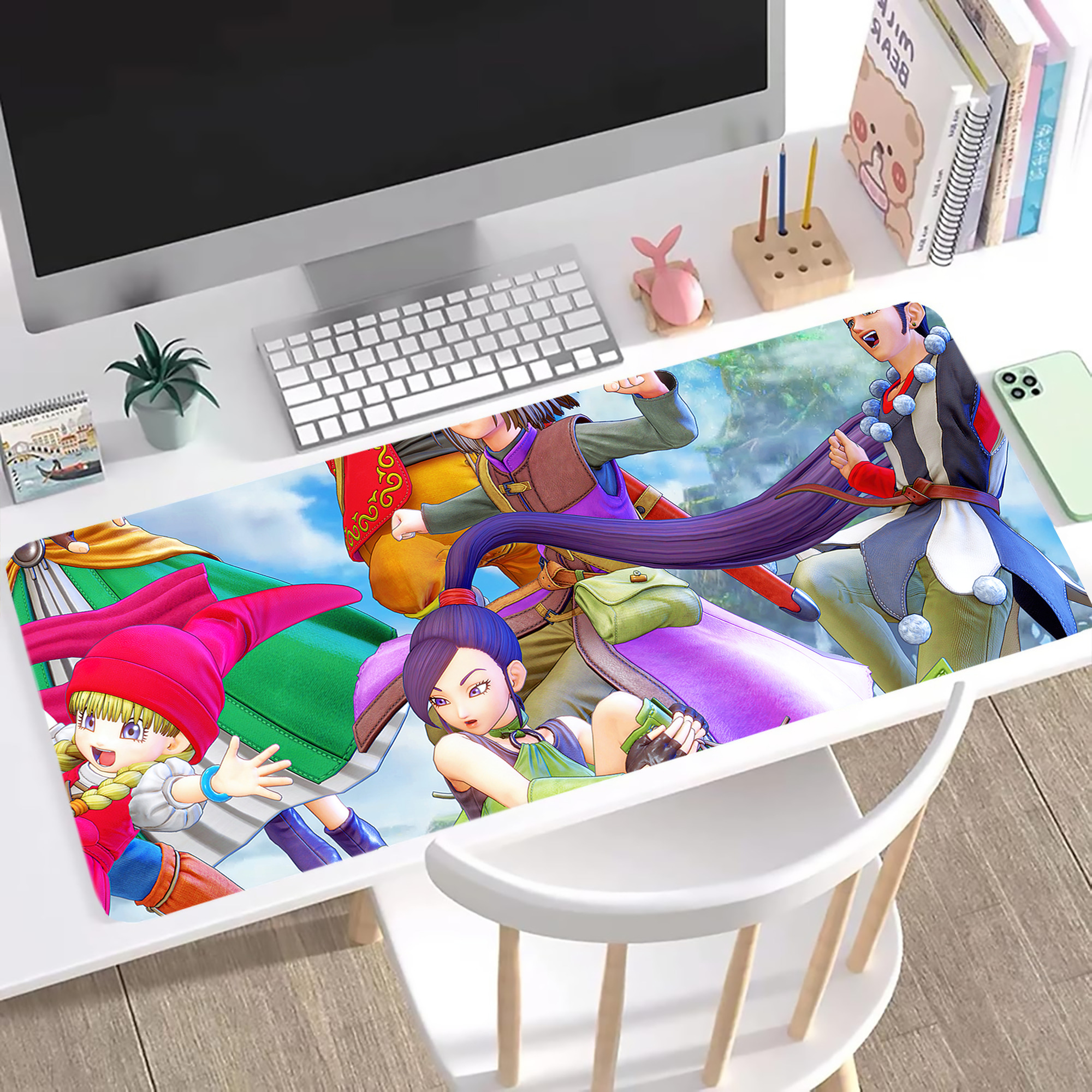 （画像用） ドラゴンクエスト Doragon Kuesuto Dragon Quest ステッチ加工 大判デスクマット／滑り止めマウスパッド