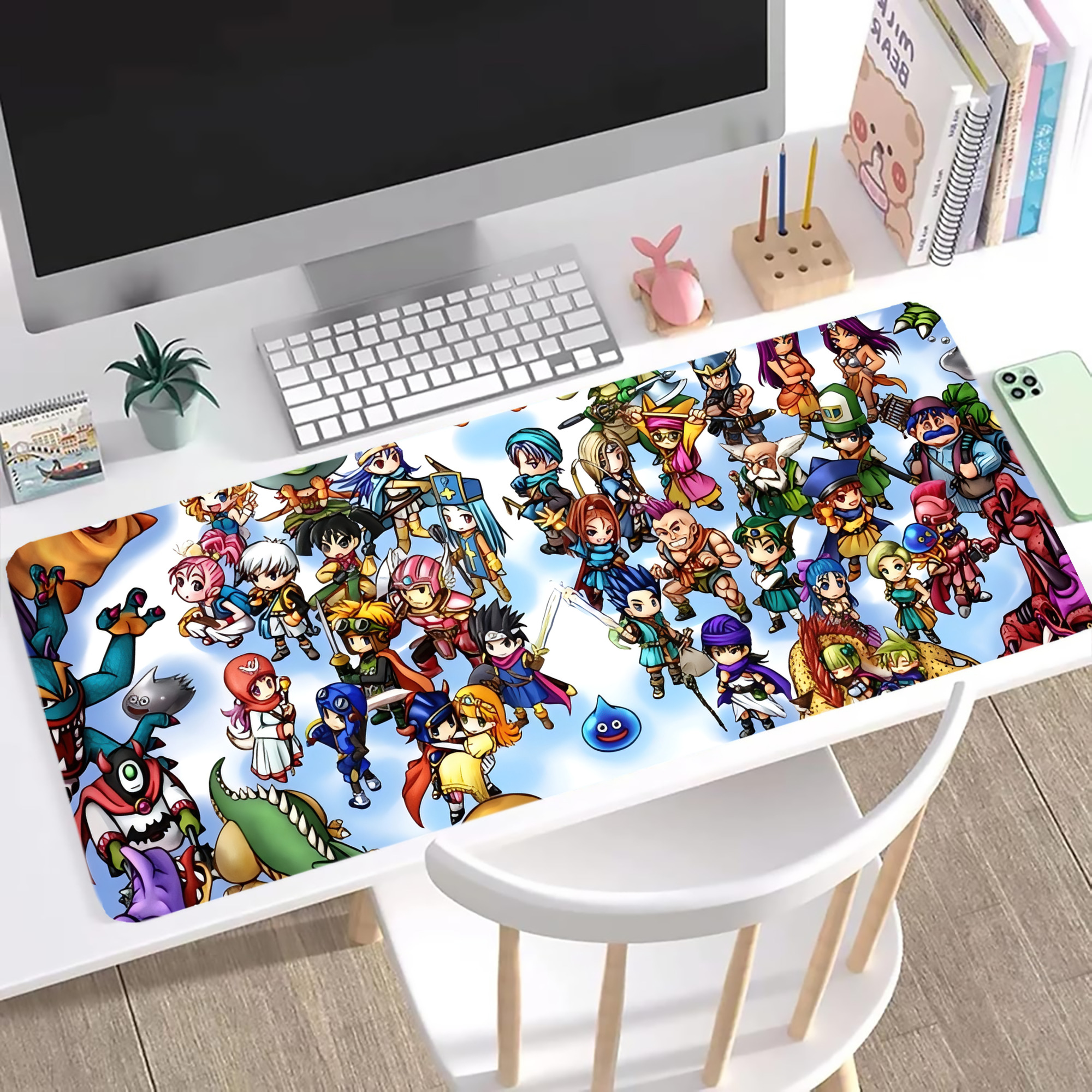 （画像用） ドラゴンクエスト Doragon Kuesuto Dragon Quest ステッチ加工 大判デスクマット／滑り止めマウスパッド