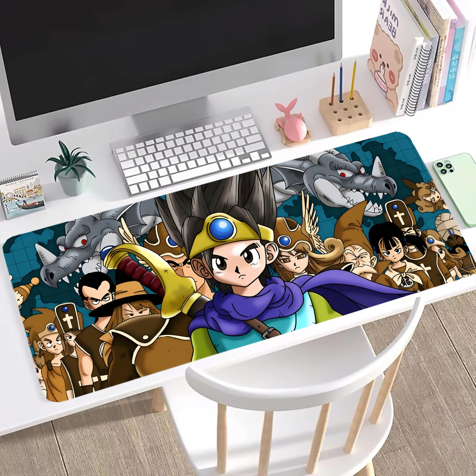 （画像用） ドラゴンクエスト Doragon Kuesuto Dragon Quest ステッチ加工 大判デスクマット／滑り止めマウスパッド
