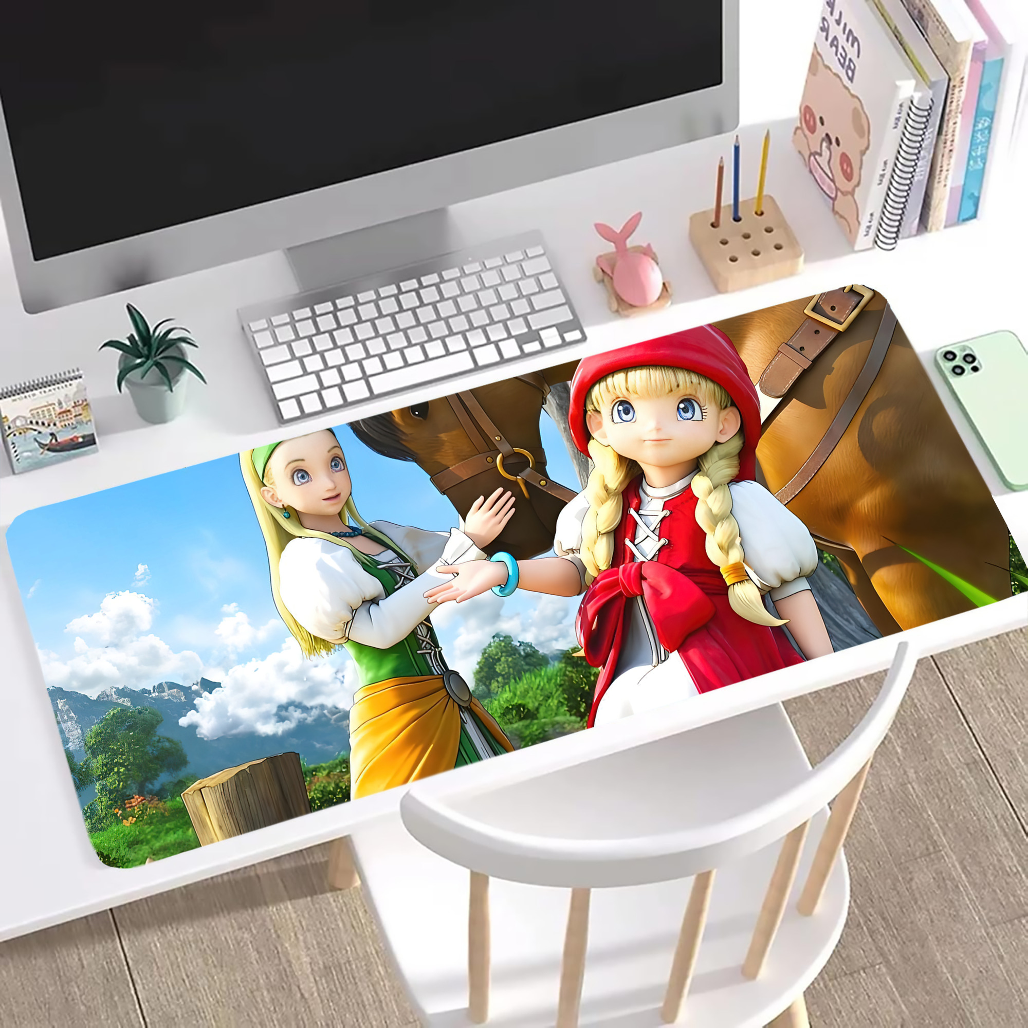（画像用） ドラゴンクエスト Doragon Kuesuto Dragon Quest ステッチ加工 大判デスクマット／滑り止めマウスパッド