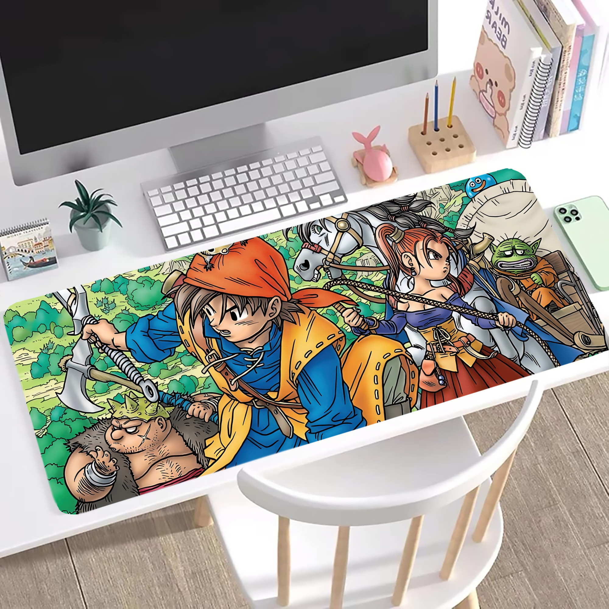 （画像用） ドラゴンクエスト Doragon Kuesuto Dragon Quest ステッチ加工 大判デスクマット／滑り止めマウスパッド