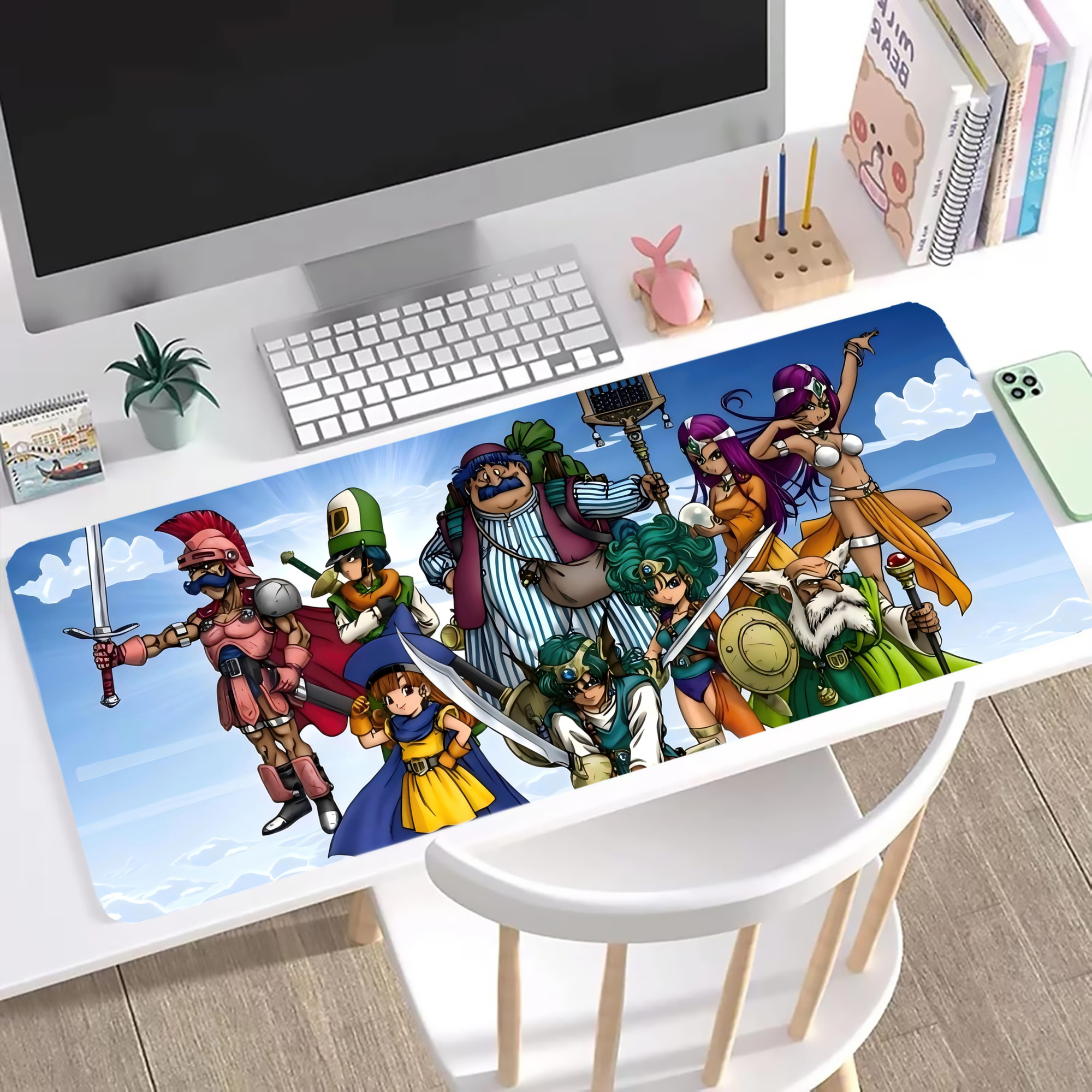 （画像用） ドラゴンクエスト Doragon Kuesuto Dragon Quest ステッチ加工 大判デスクマット／滑り止めマウスパッド
