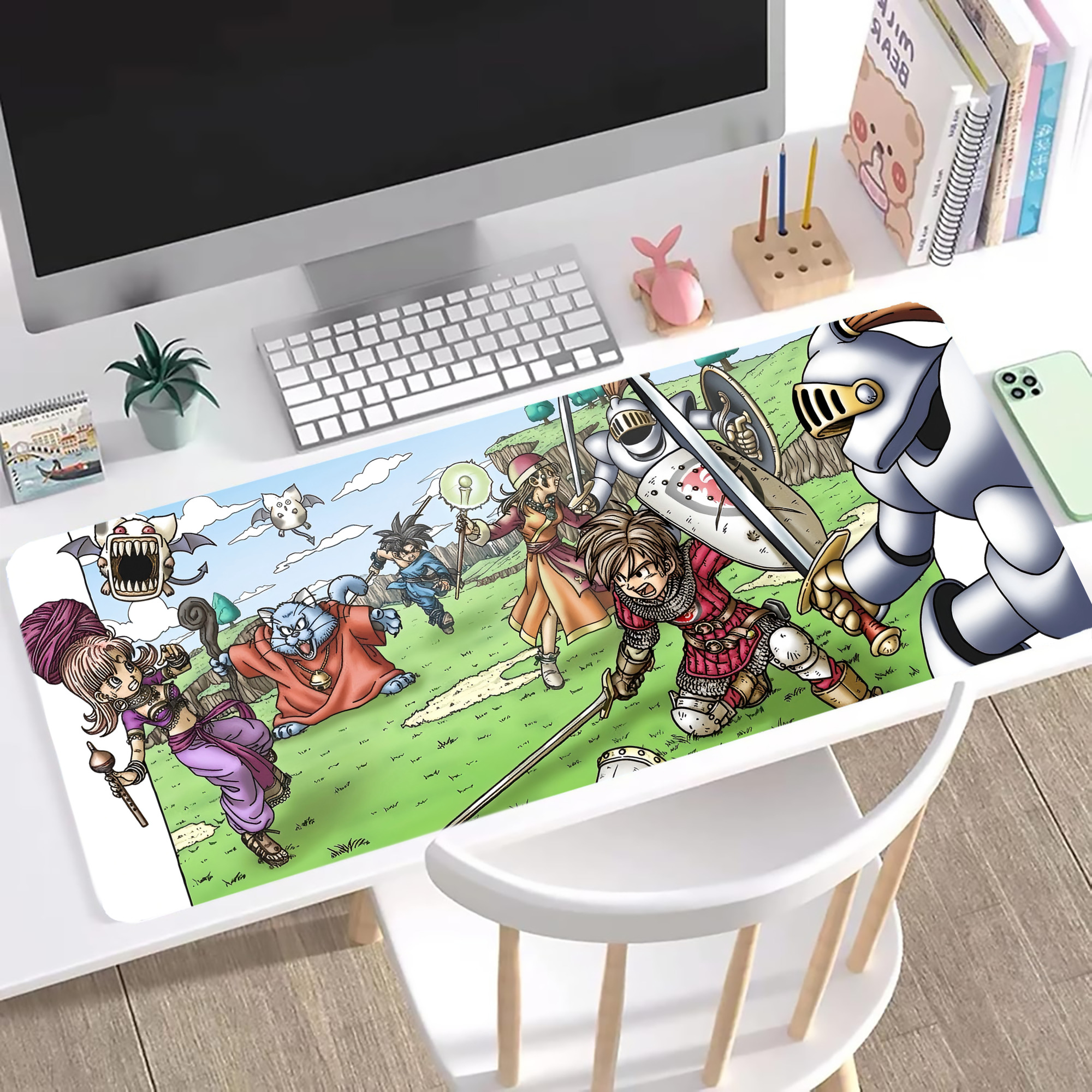 （画像用） ドラゴンクエスト Doragon Kuesuto Dragon Quest ステッチ加工 大判デスクマット／滑り止めマウスパッド