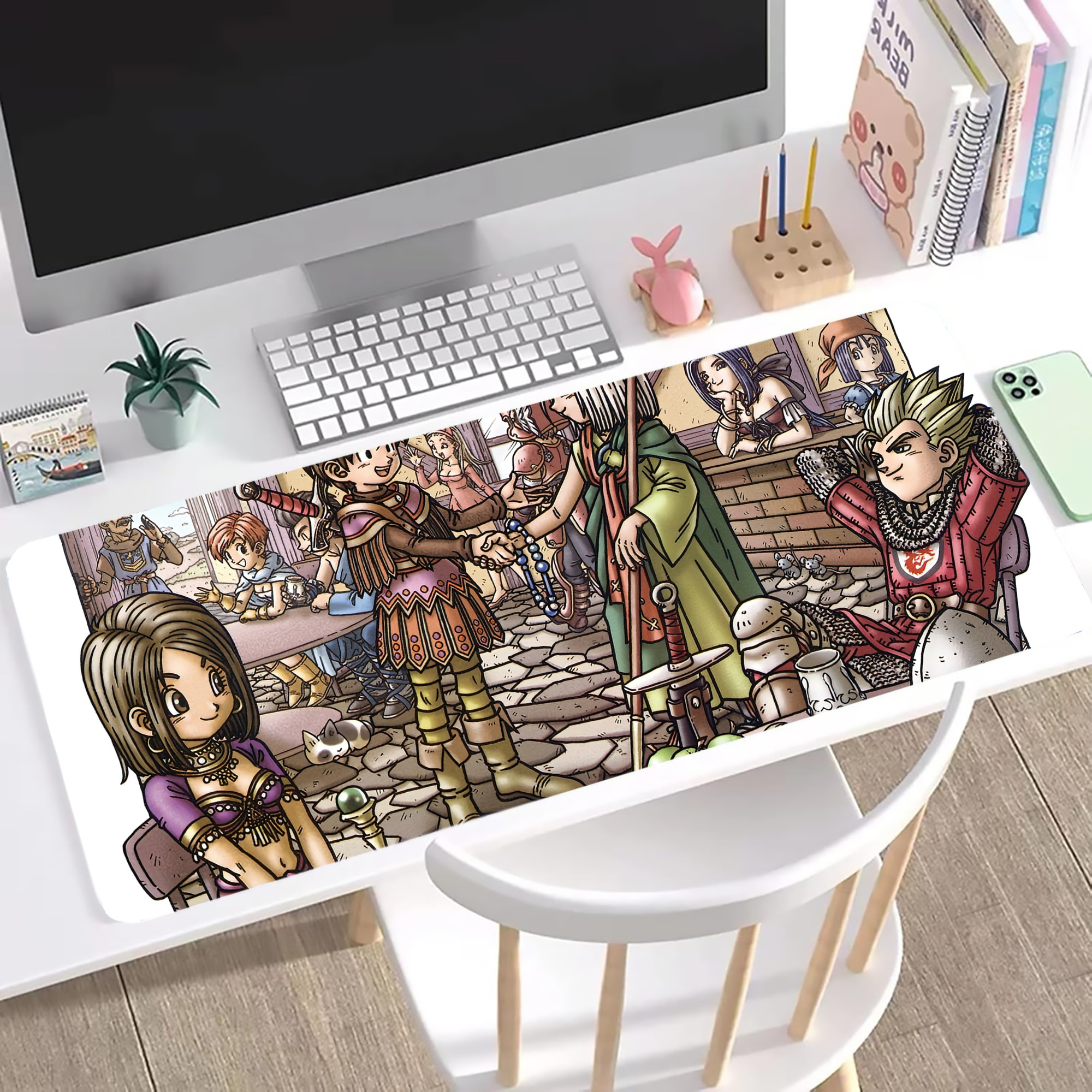 （画像用） ドラゴンクエスト Doragon Kuesuto Dragon Quest ステッチ加工 大判デスクマット／滑り止めマウスパッド