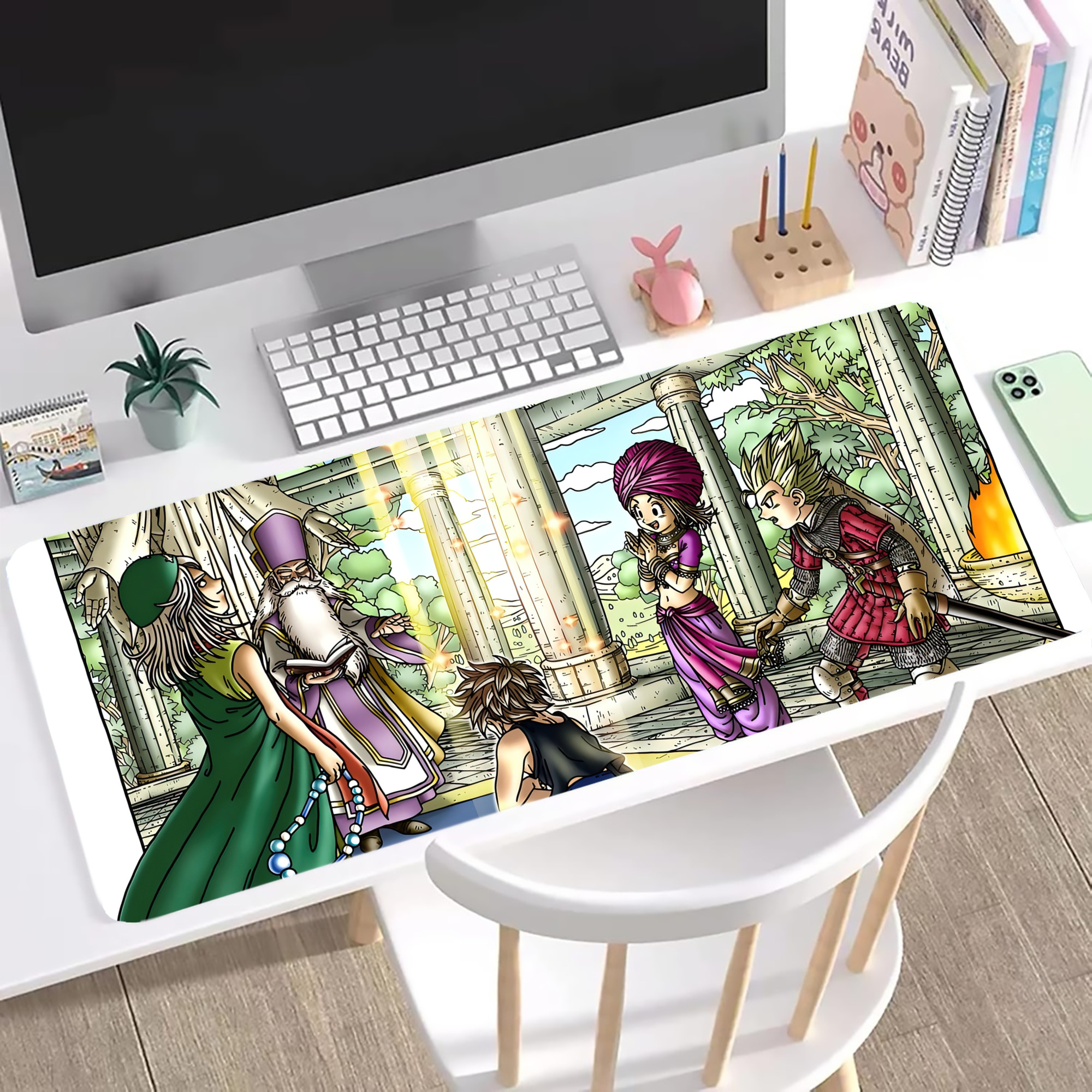 （画像用） ドラゴンクエスト Doragon Kuesuto Dragon Quest ステッチ加工 大判デスクマット／滑り止めマウスパッド