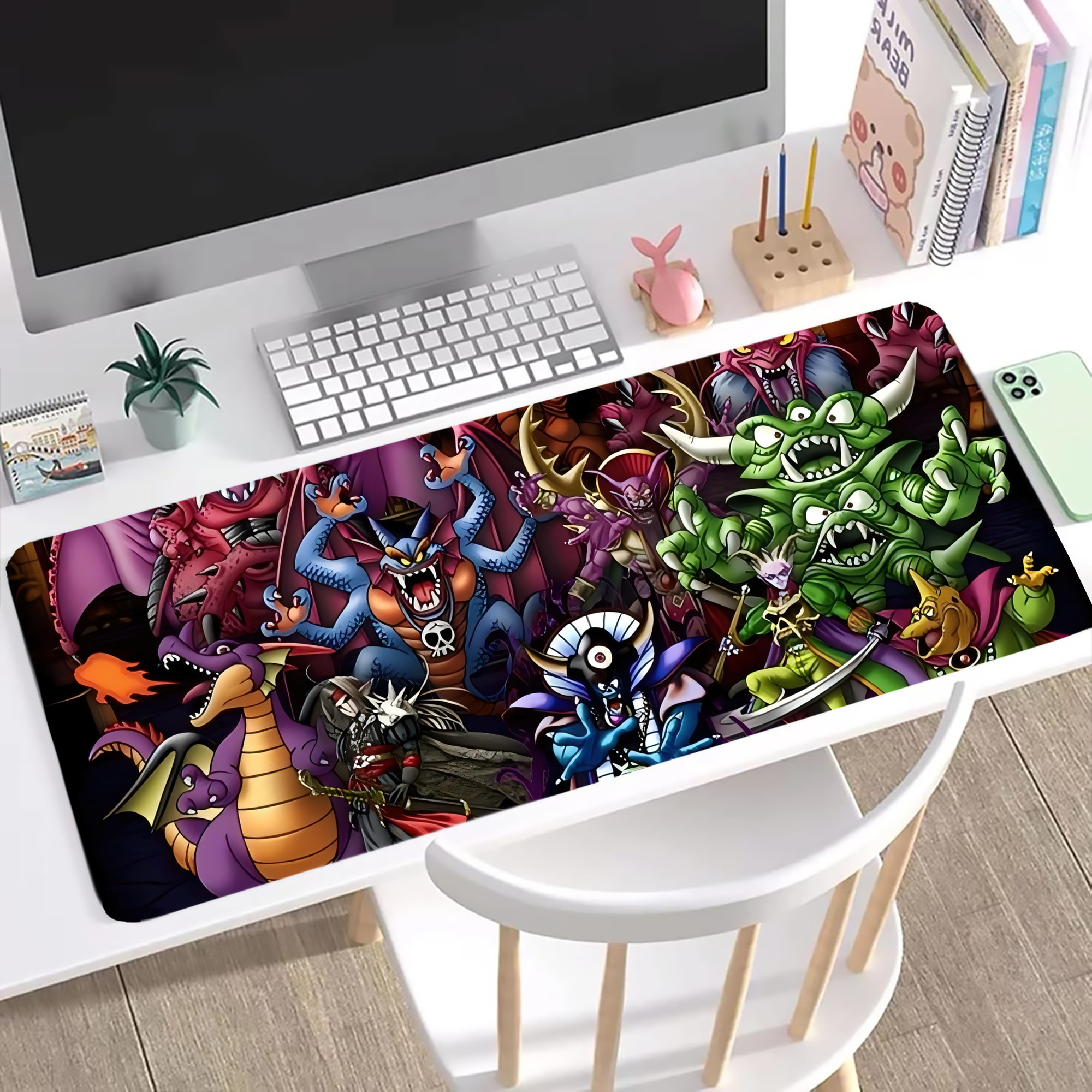 （画像用） ドラゴンクエスト Doragon Kuesuto Dragon Quest ステッチ加工 大判デスクマット／滑り止めマウスパッド