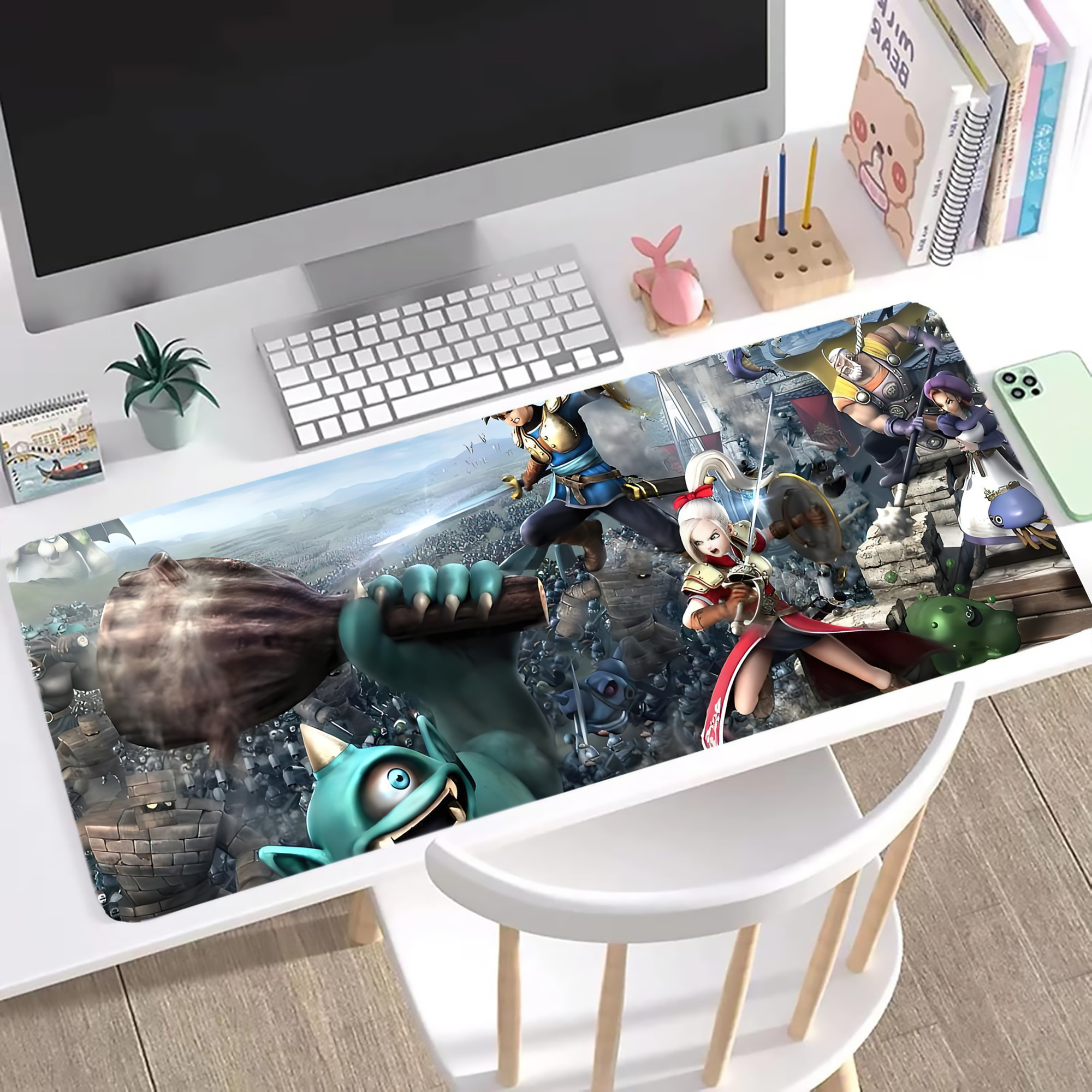 （画像用） ドラゴンクエスト Doragon Kuesuto Dragon Quest ステッチ加工 大判デスクマット／滑り止めマウスパッド