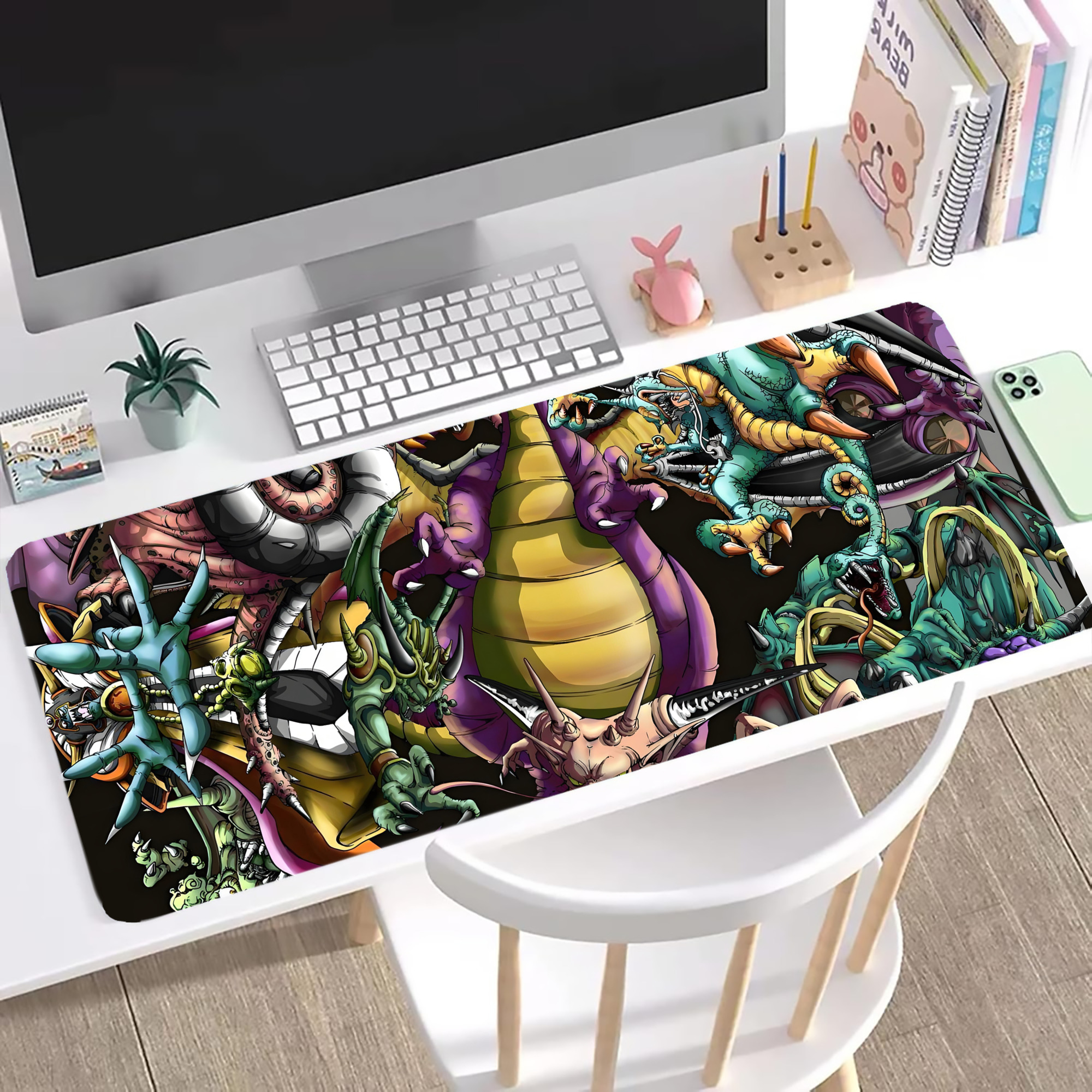 （画像用） ドラゴンクエスト Doragon Kuesuto Dragon Quest ステッチ加工 大判デスクマット／滑り止めマウスパッド