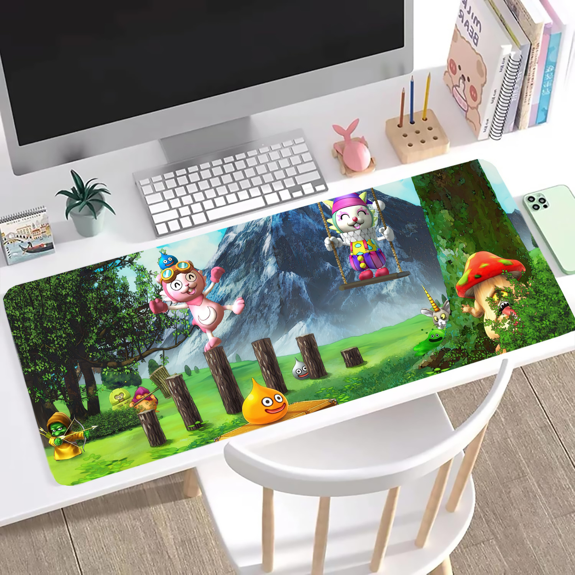 （画像用） ドラゴンクエスト Doragon Kuesuto Dragon Quest ステッチ加工 大判デスクマット／滑り止めマウスパッド