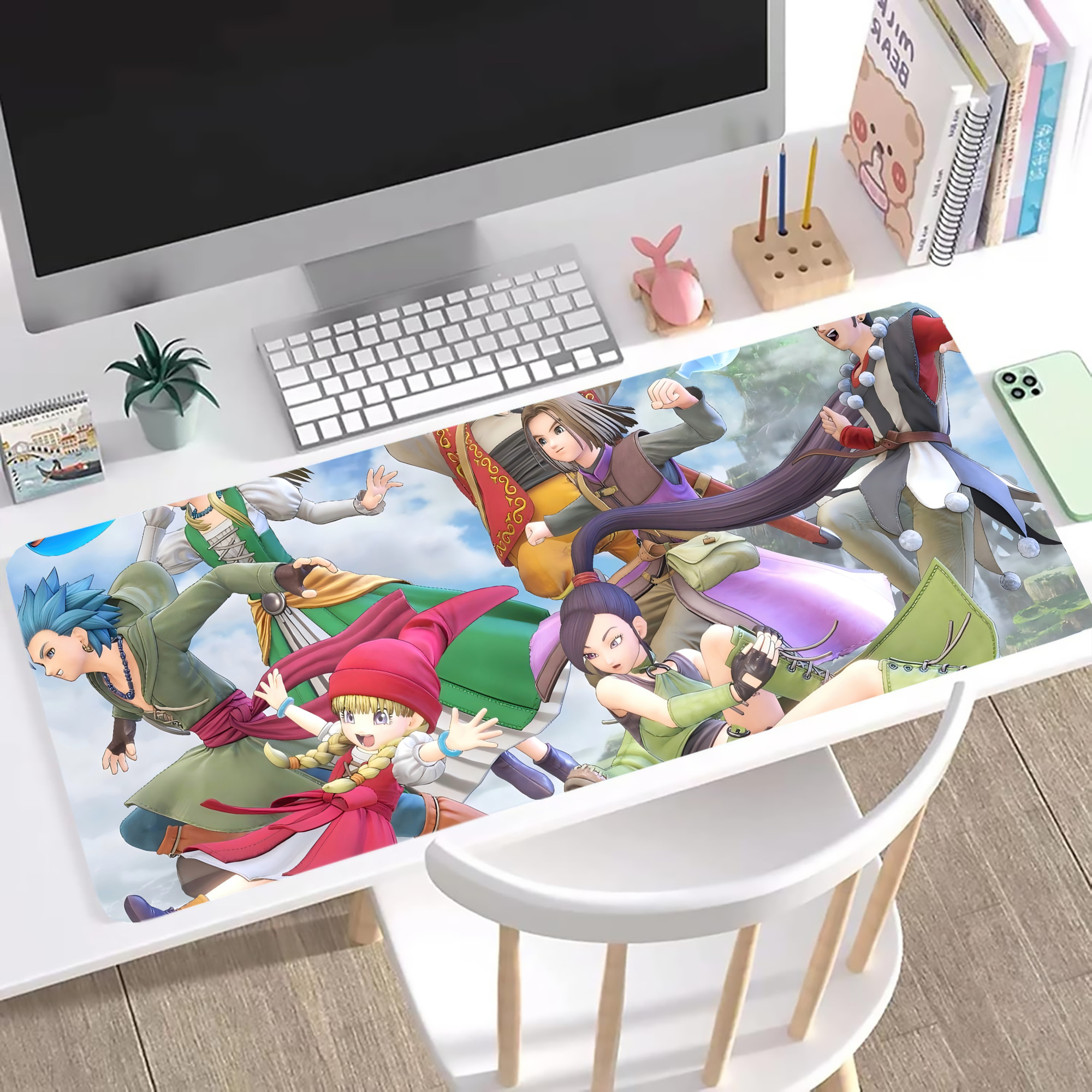 （画像用） ドラゴンクエスト Doragon Kuesuto Dragon Quest ステッチ加工 大判デスクマット／滑り止めマウスパッド