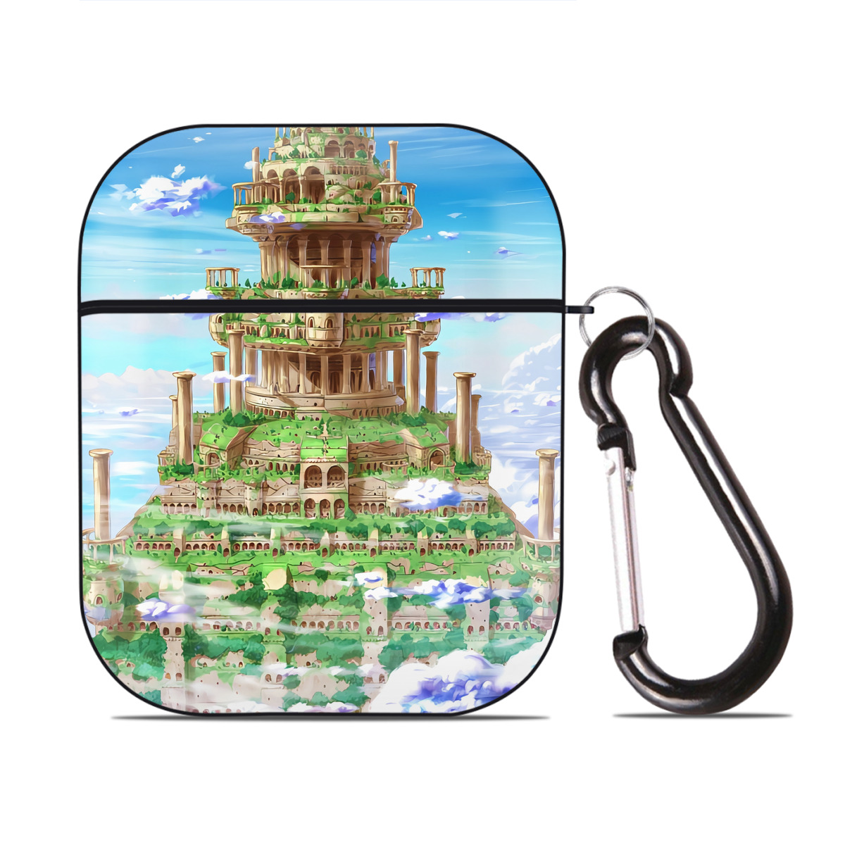 （画像用） ドラゴンクエスト Doragon Kuesuto Dragon Quest AirPods 第2世代保護ケース ハードシェル ブラック 耐衝撃・防指紋・カラビナ付き
