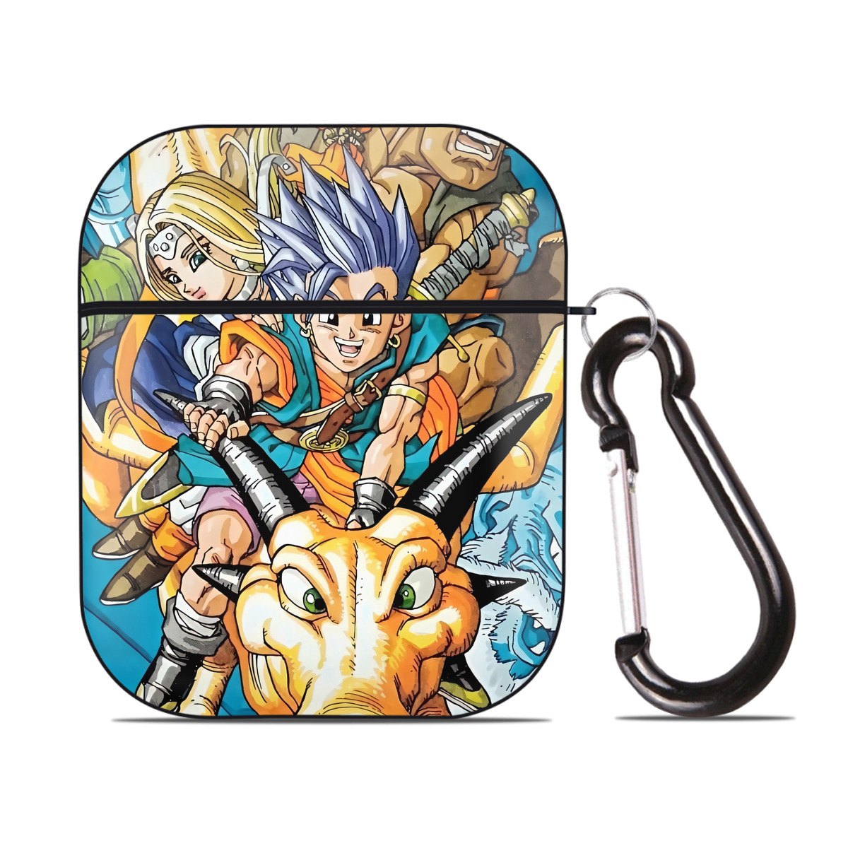 （画像用） ドラゴンクエスト Doragon Kuesuto Dragon Quest AirPods 第2世代保護ケース ハードシェル ブラック 耐衝撃・防指紋・カラビナ付き