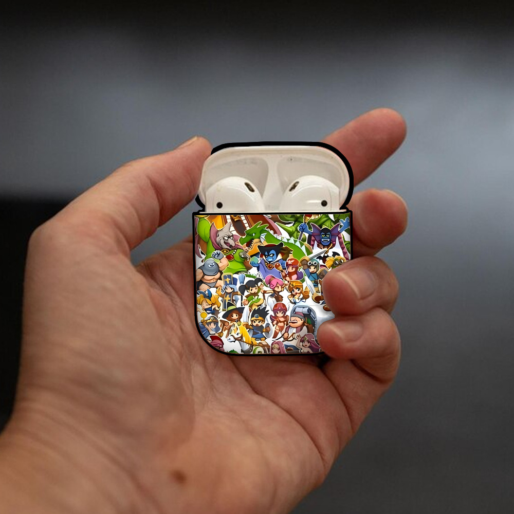 ドラゴンクエスト Doragon Kuesuto Dragon Quest AirPods 第2世代保護ケース ハードシェル ブラック 耐衝撃・防指紋・カラビナ付き