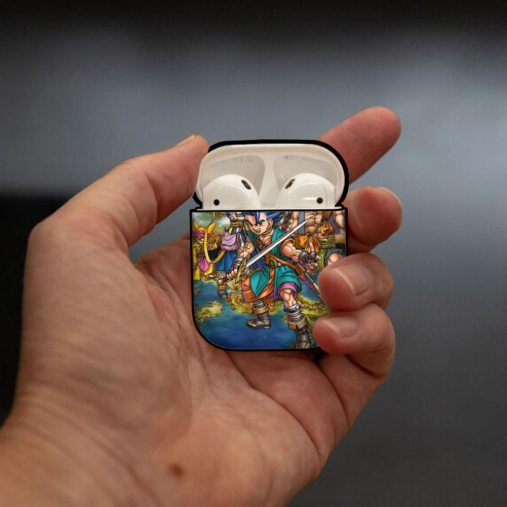 ドラゴンクエスト Doragon Kuesuto Dragon Quest AirPods 第2世代保護ケース ハードシェル ブラック 耐衝撃・防指紋・カラビナ付き