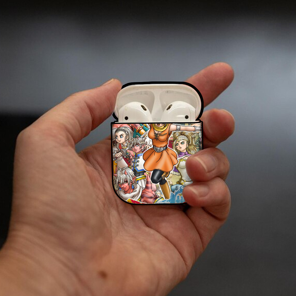 ドラゴンクエスト Doragon Kuesuto Dragon Quest AirPods 第2世代保護ケース ハードシェル ブラック 耐衝撃・防指紋・カラビナ付き