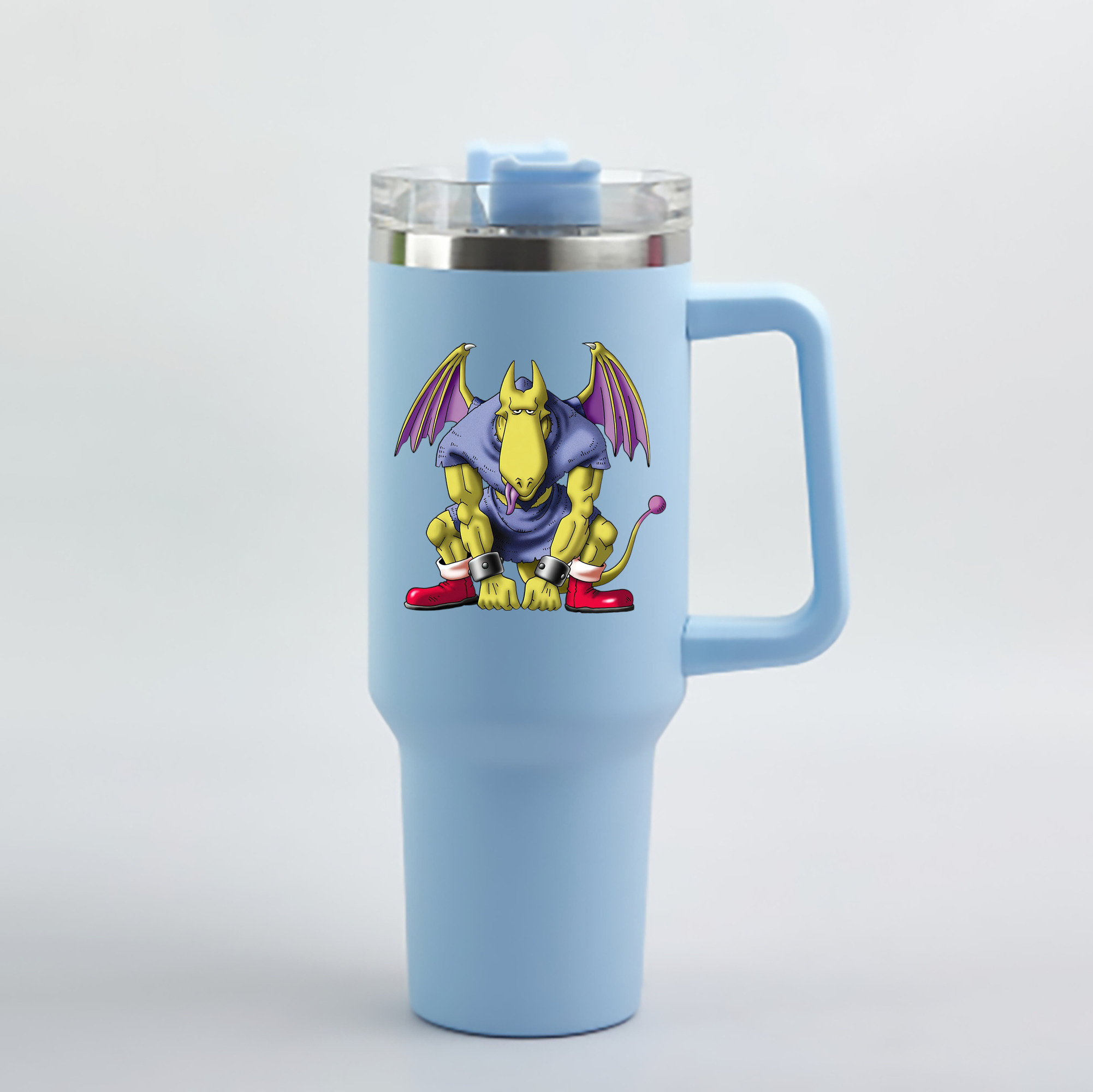 （画像用） ドラゴンクエスト Doragon Kuesuto Dragon Quest 1200mL車用タンブラー - クリスタルステッカー（プラスチックストロー付き）
